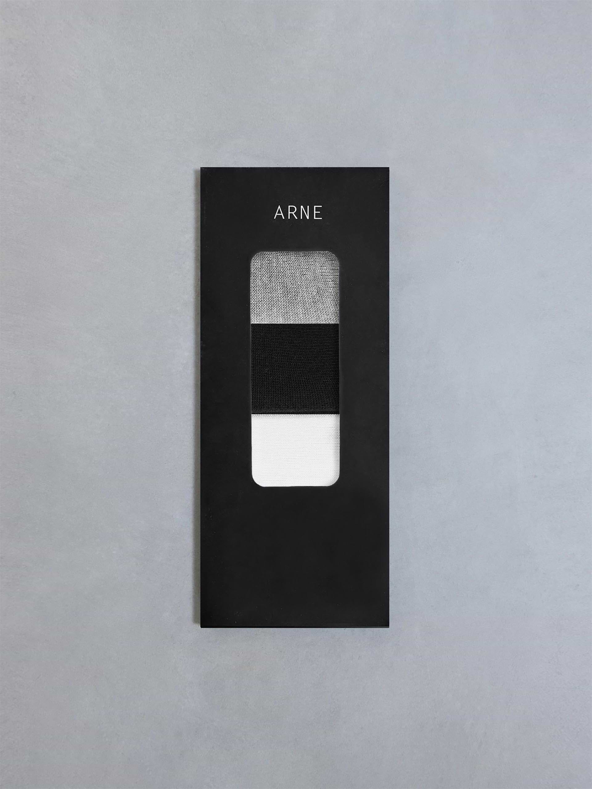 3 Pack Invisible Cushioned Sock in Black White Marl Grey