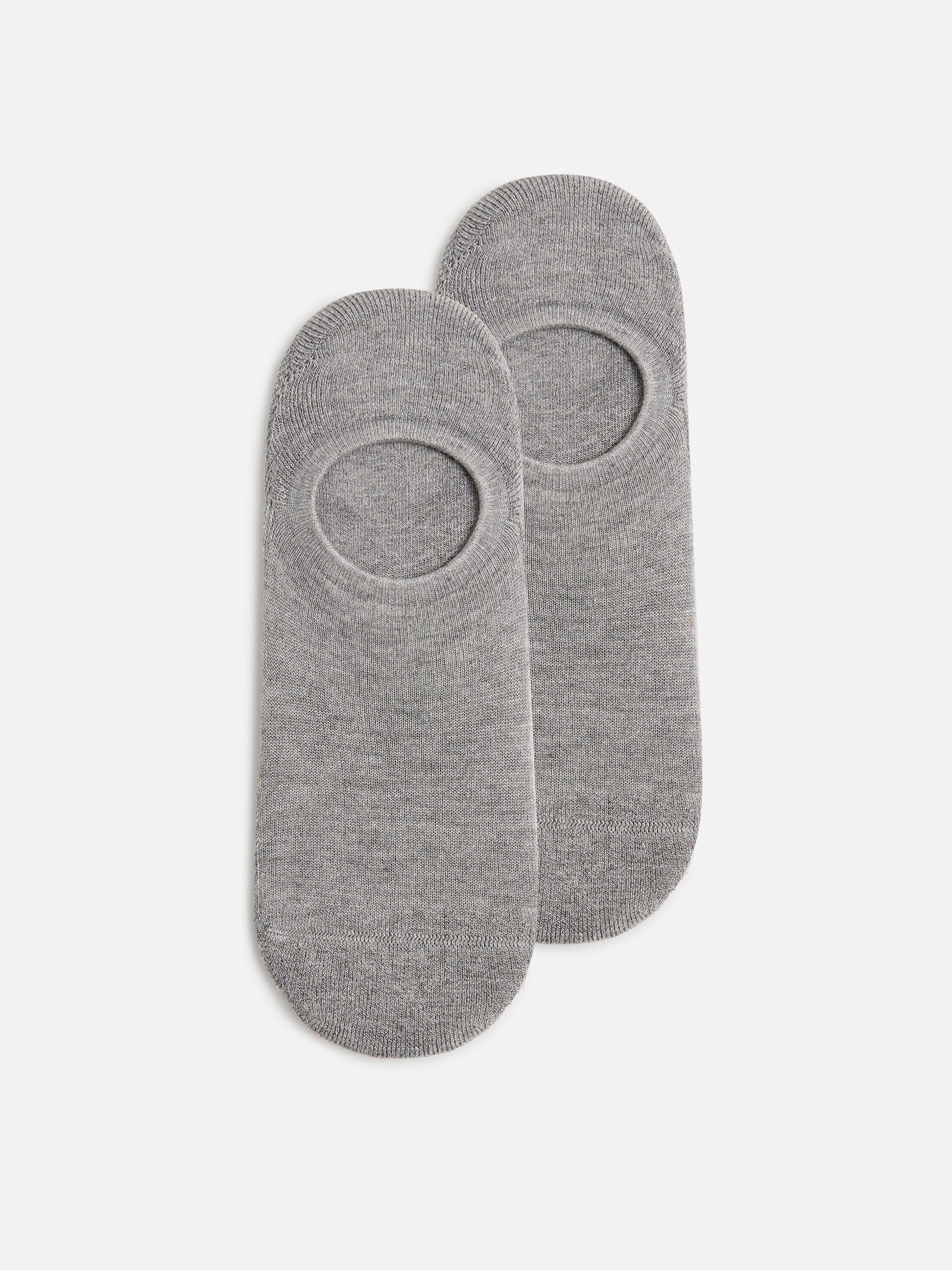 Mens 3 Pack Invisible Cushioned Sock in Black White Marl Grey