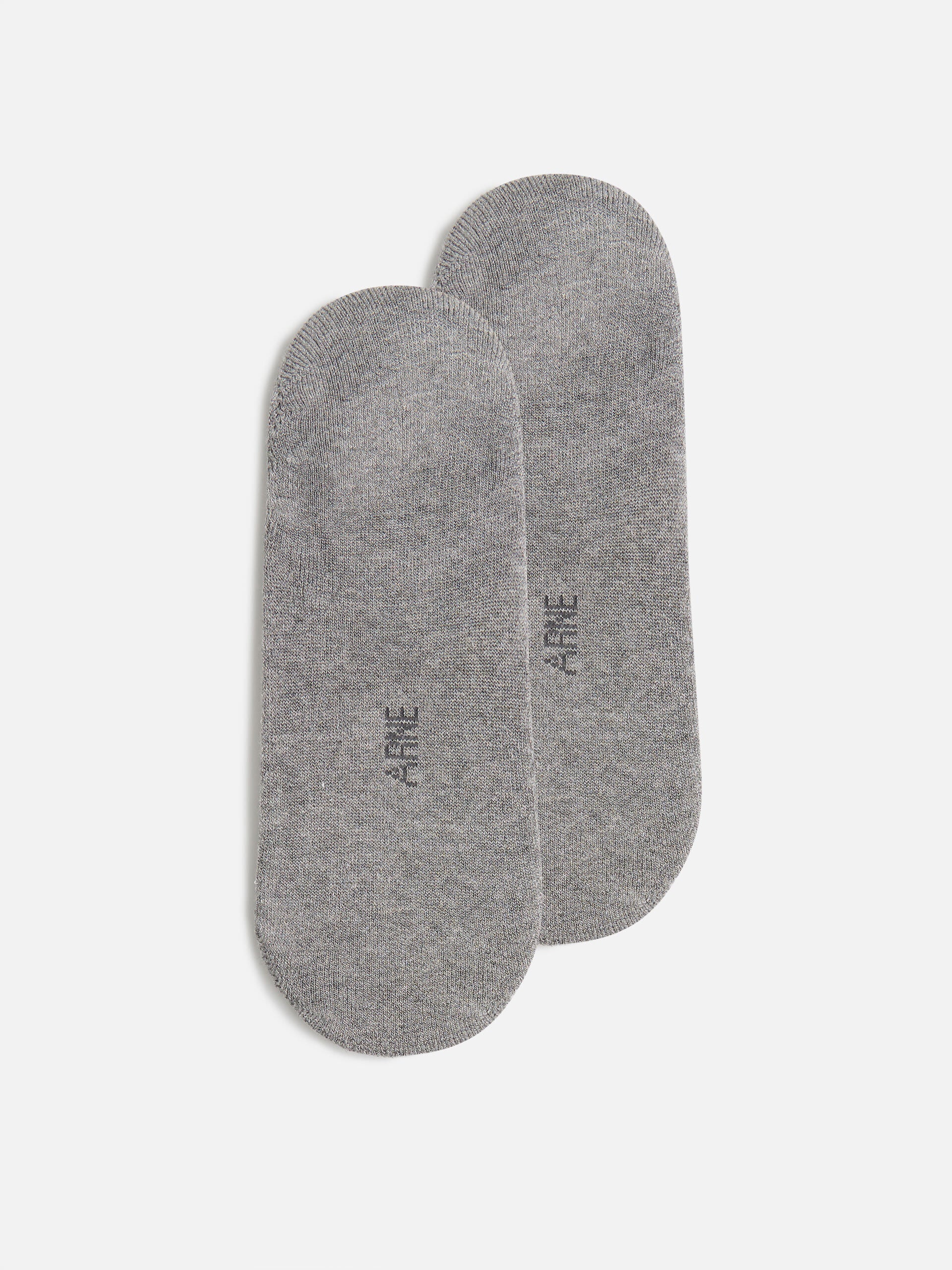 Mens 3 Pack Invisible Cushioned Sock in Black White Marl Grey