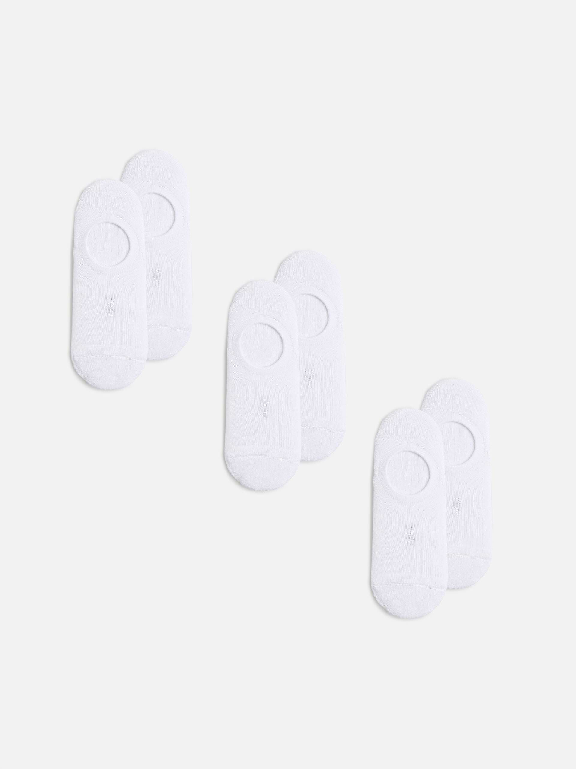 Mens 3 Pack Invisible Cushioned Sock in White