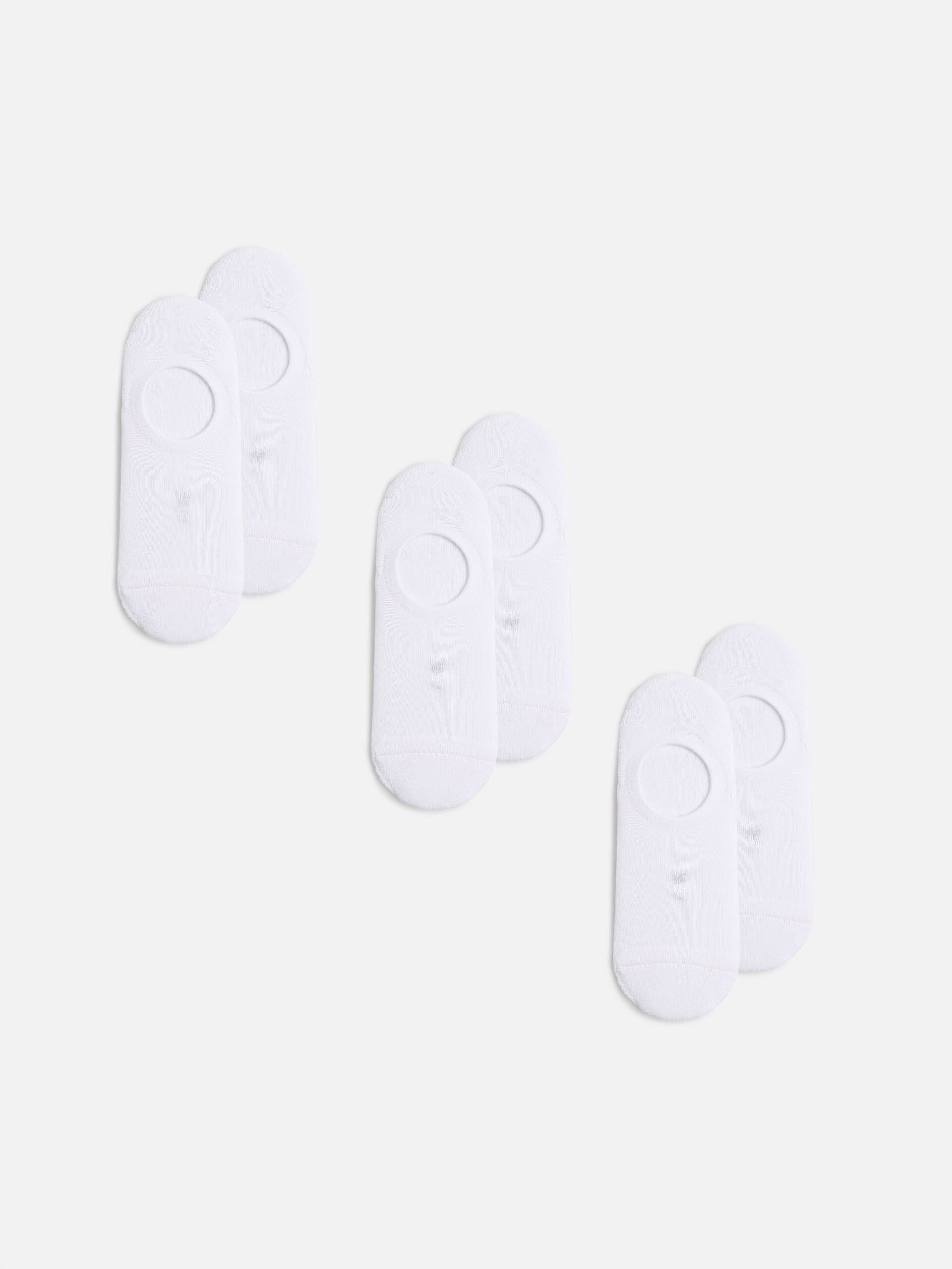 Mens 3 Pack Invisible Cushioned Sock in White