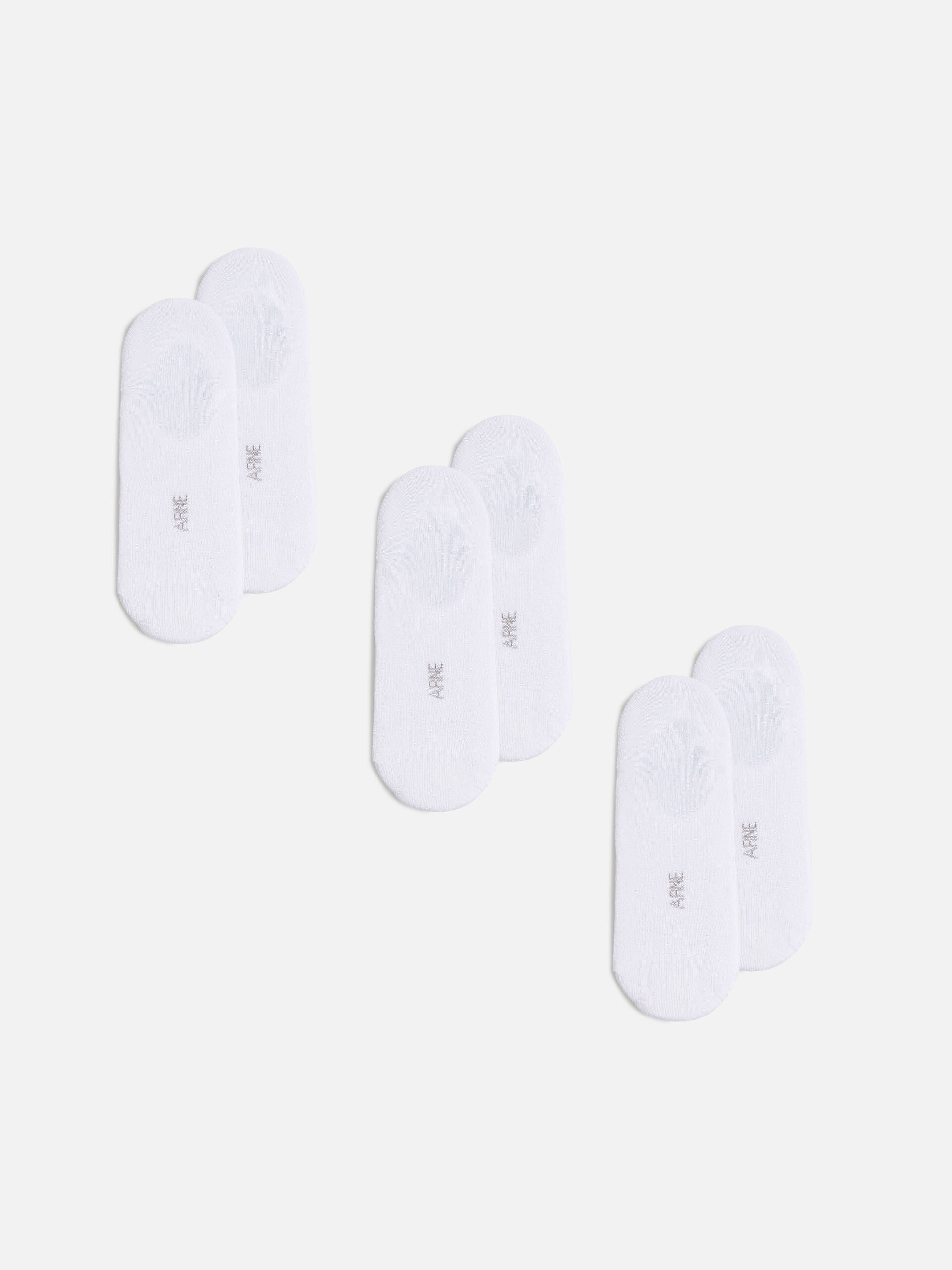 Mens 3 Pack Invisible Cushioned Sock in White