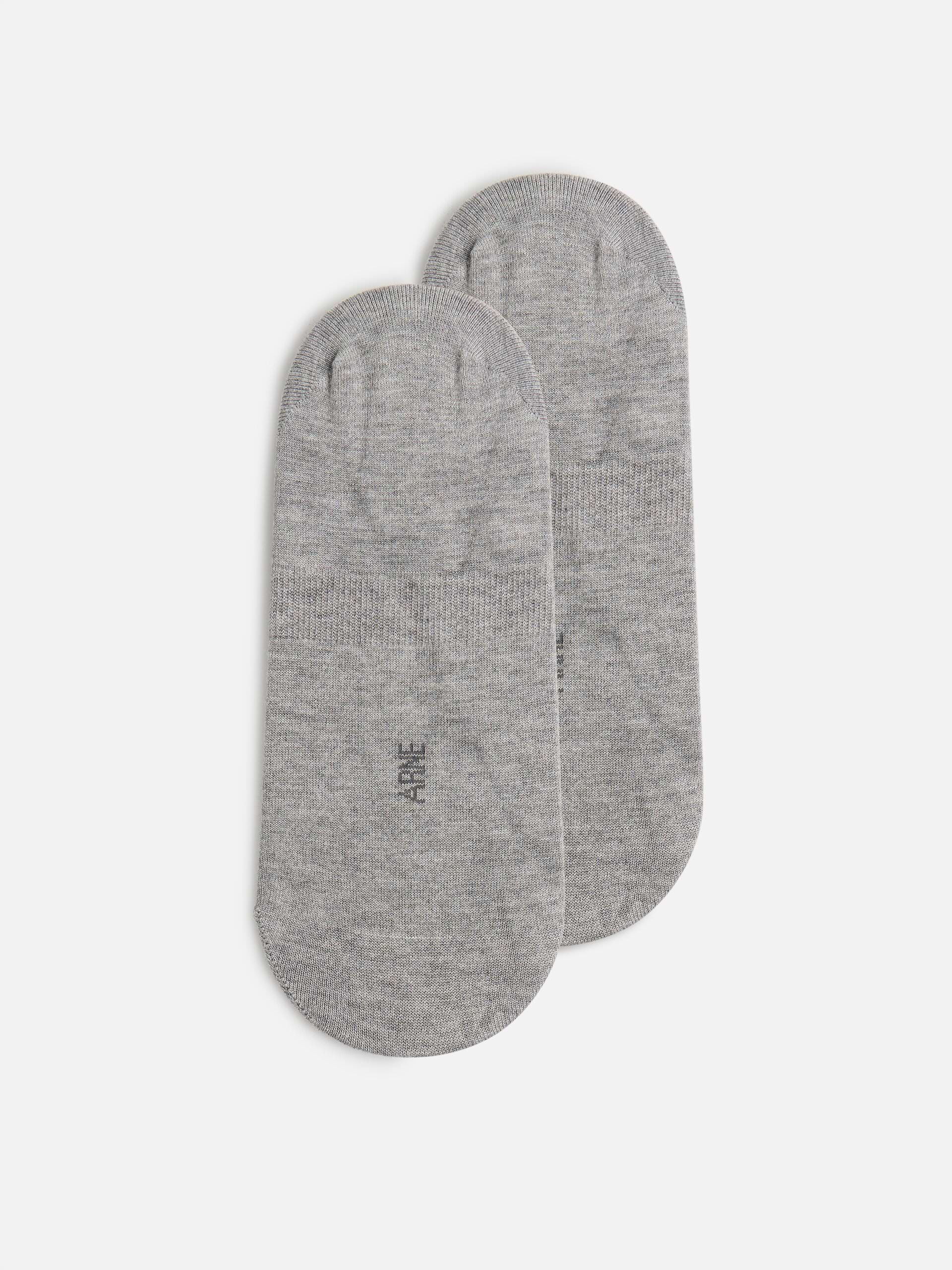 3 Pack No Show Sock in Black White Marl Grey