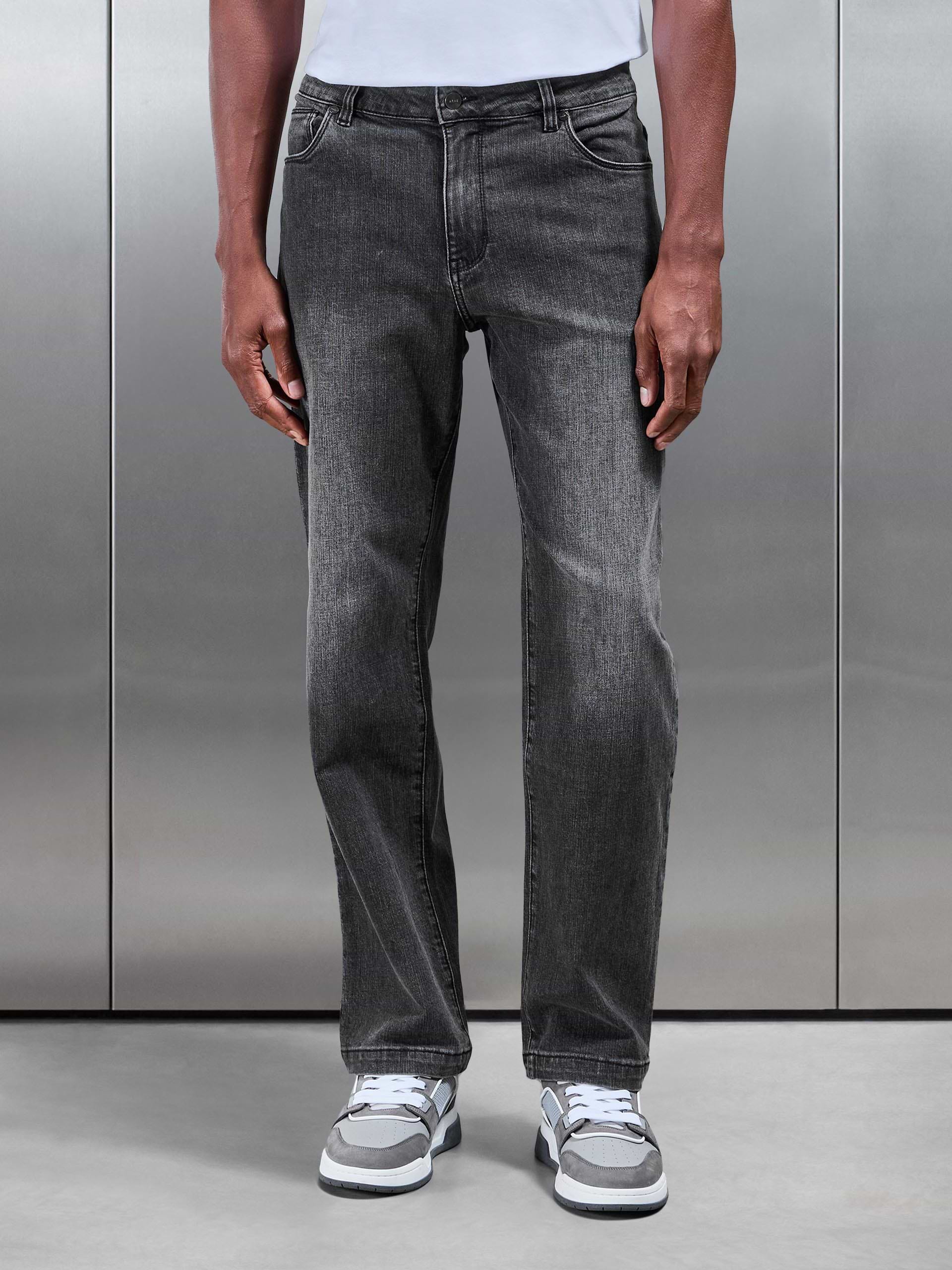 Mens Relaxed Fit Denim Jeans Grey Wash