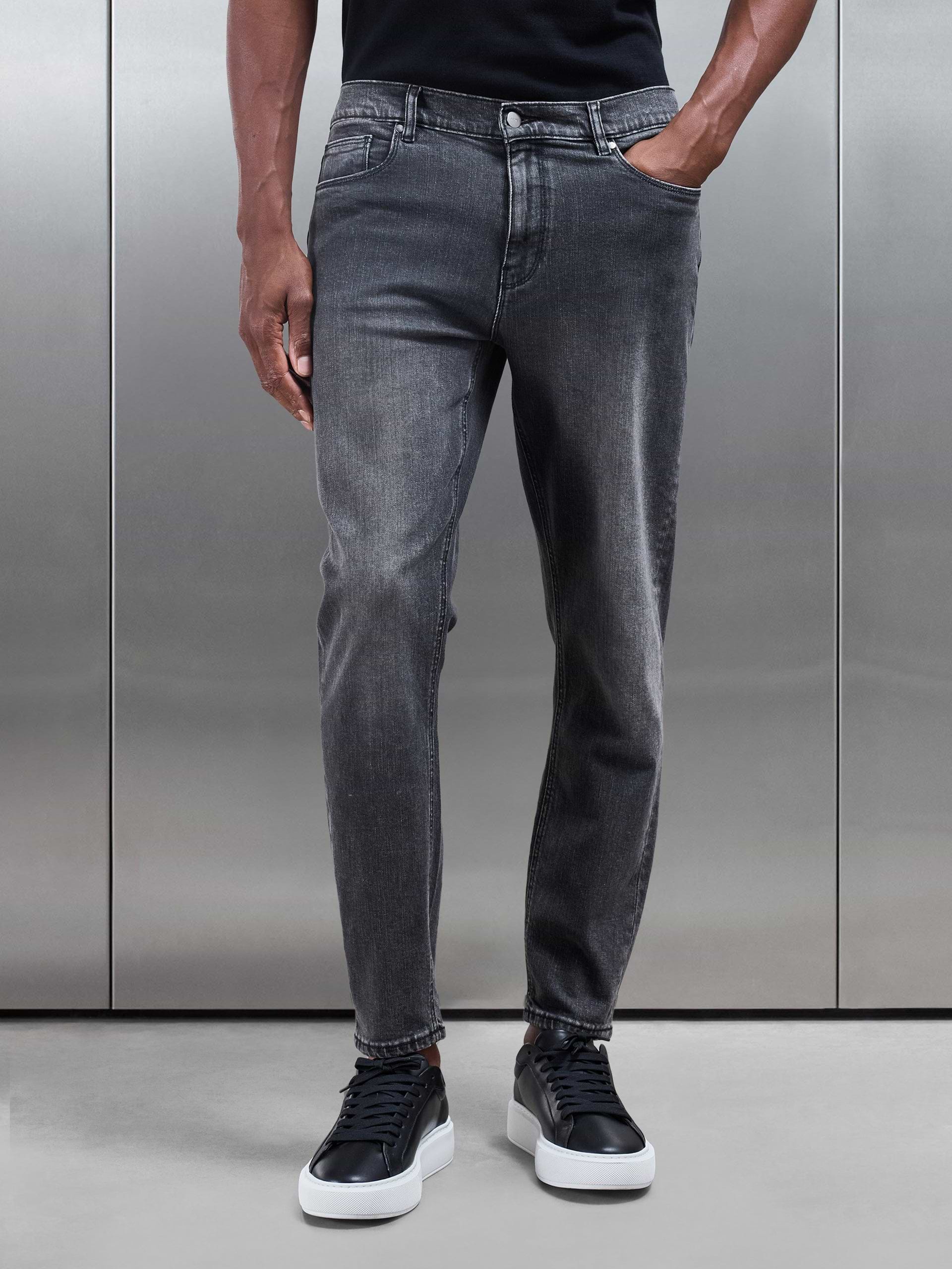 Mens Slim Fit Denim Jeans Grey Wash