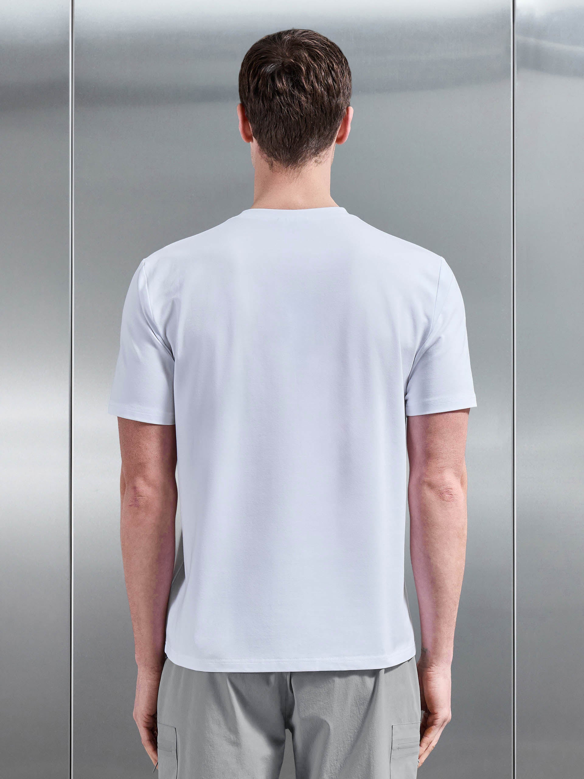 Mens Active Cargo T-Shirt in White Mid Grey