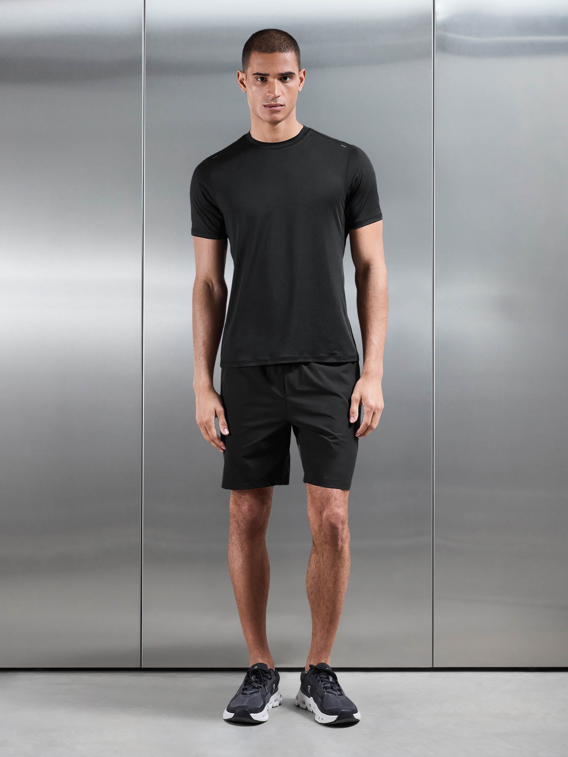 Mens Active Colour Block Short in Black Grey