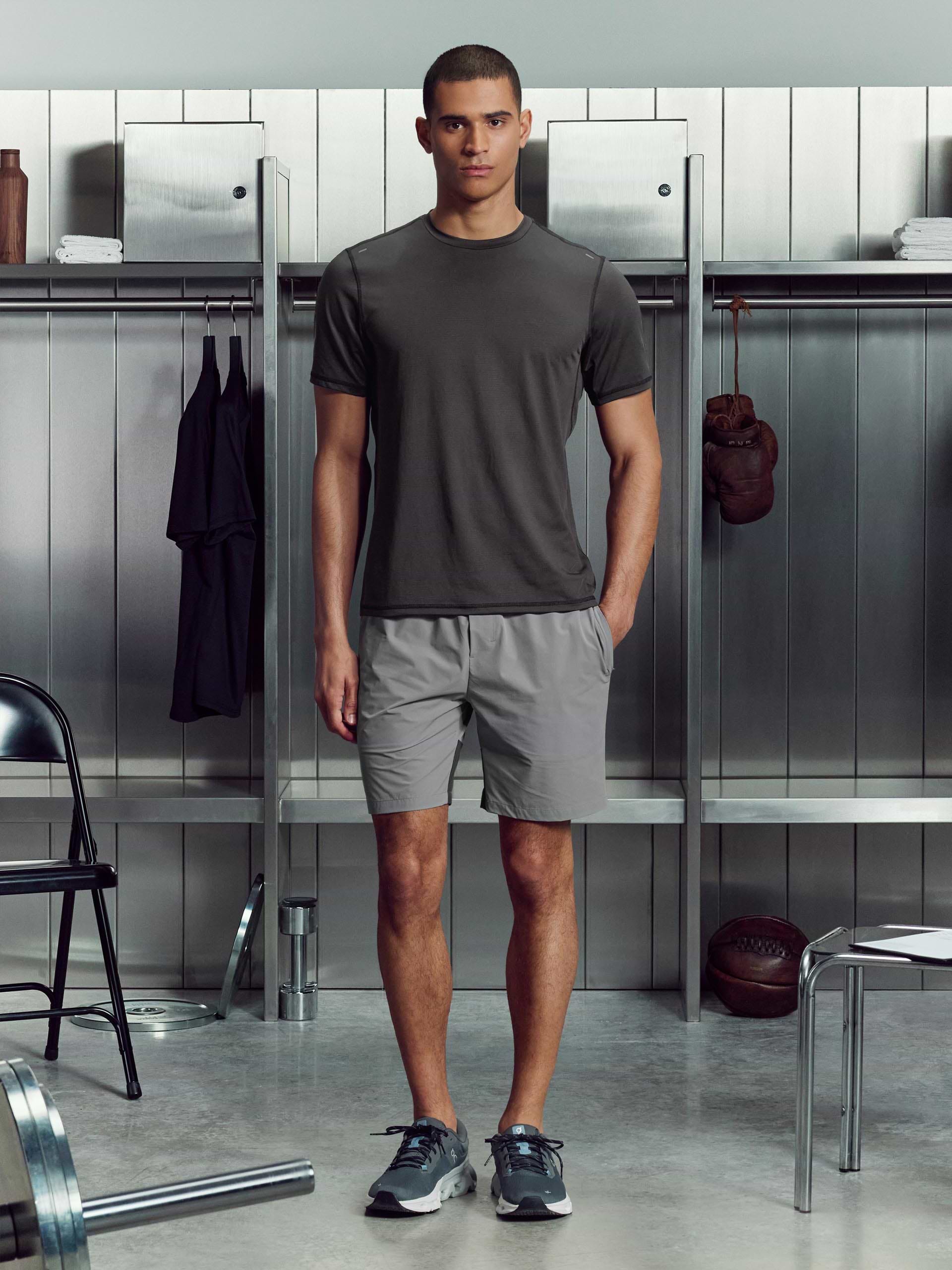 Mens Active Colour Block Short in Mid Grey Grey