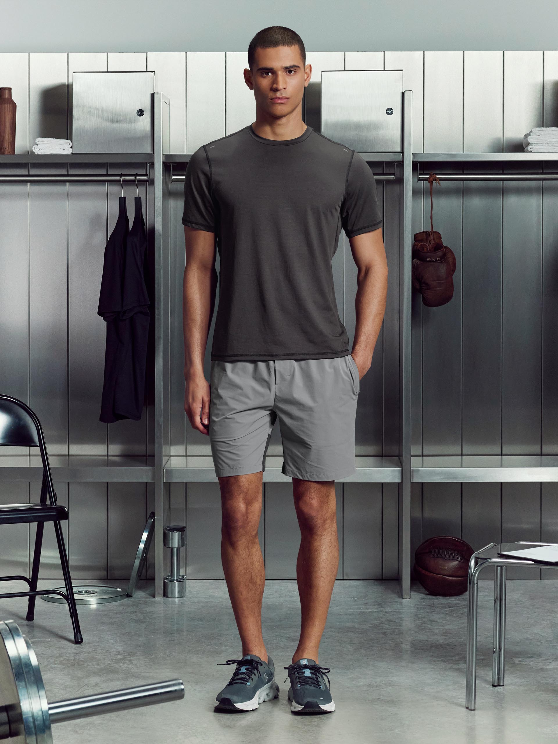 Mens Active Colour Block Short in Mid Grey Grey