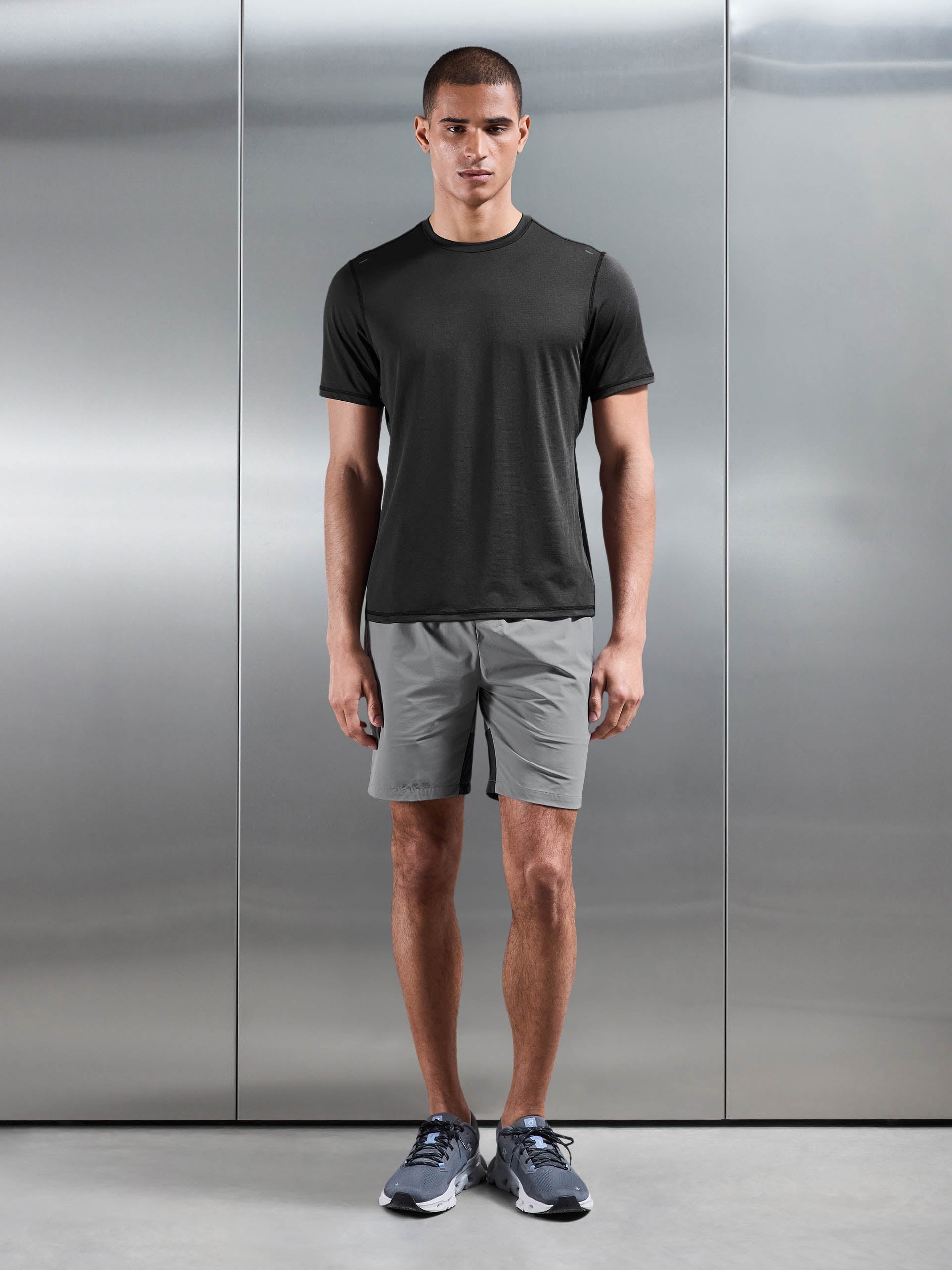Mens Active Colour Block Short in Mid Grey Grey