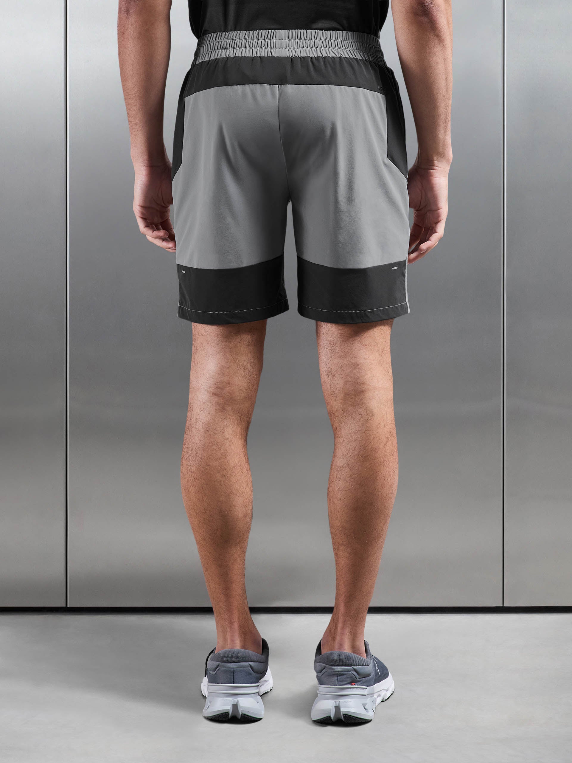 Mens Active Colour Block Short in Mid Grey Grey