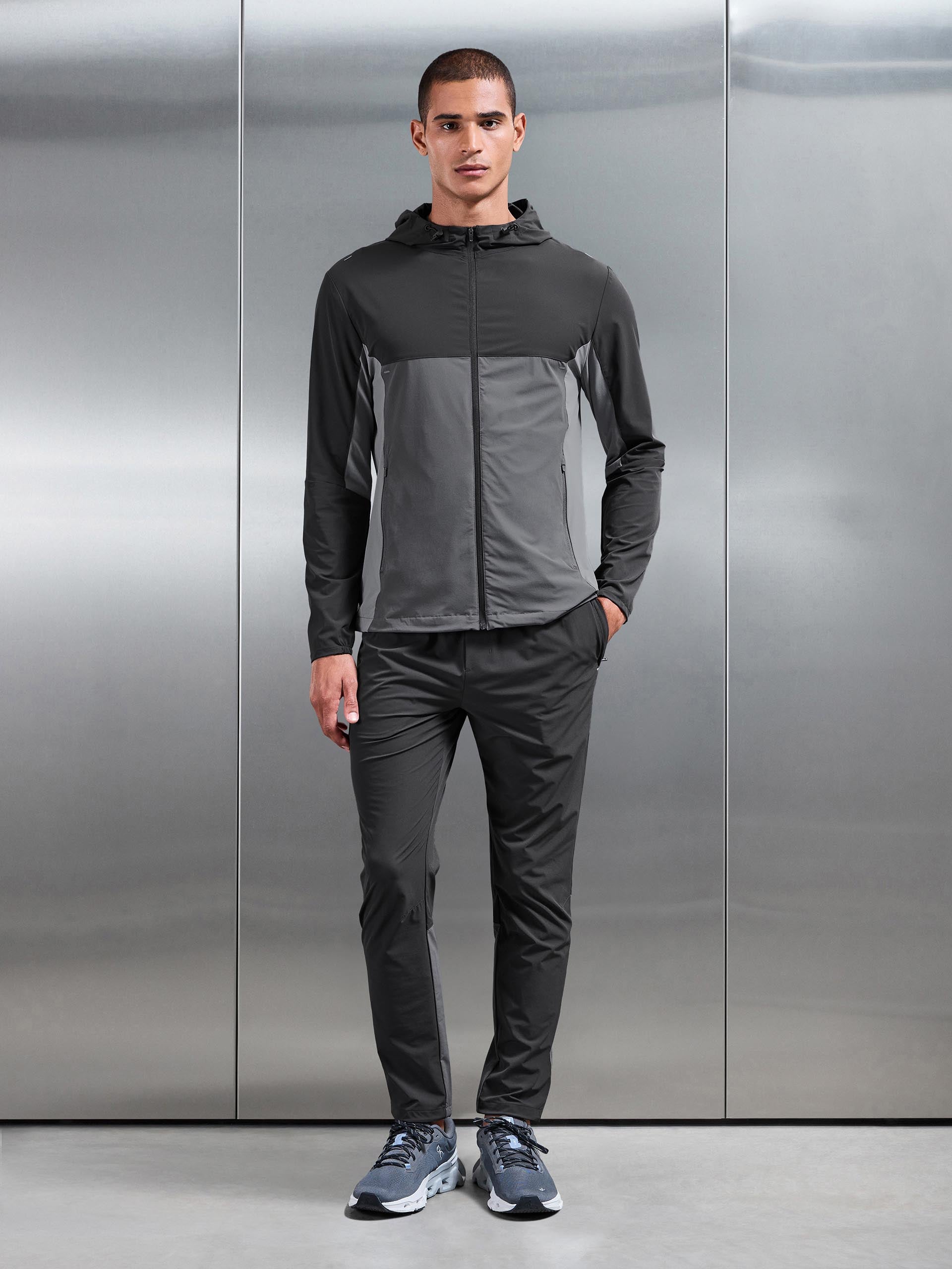 Mens Active Colour Block Trackpant in Grey