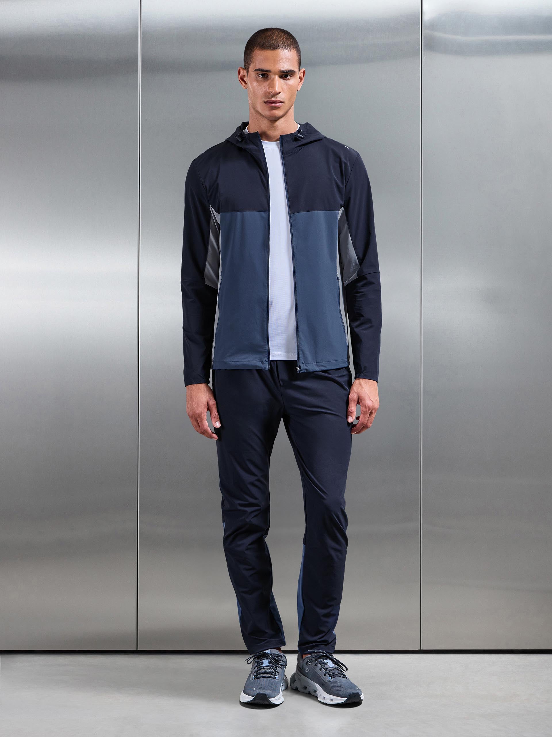 Mens Active Colour Block Trackpant in Navy Steel Blue