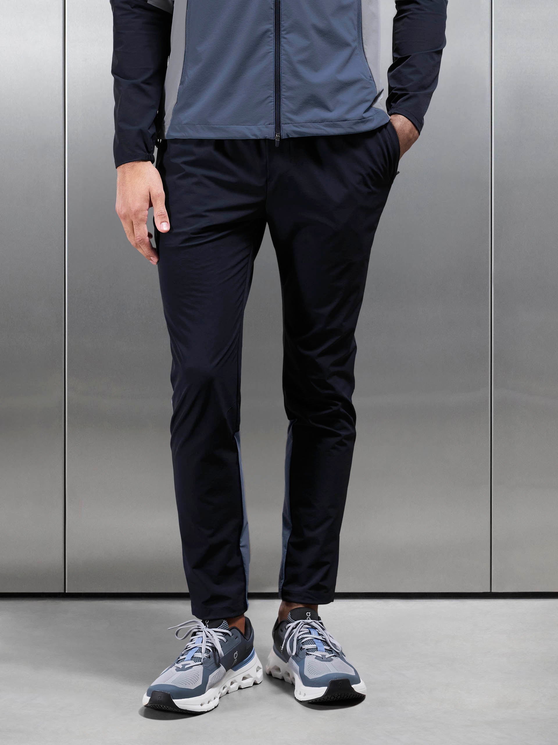 Mens Active Colour Block Trackpant in Navy