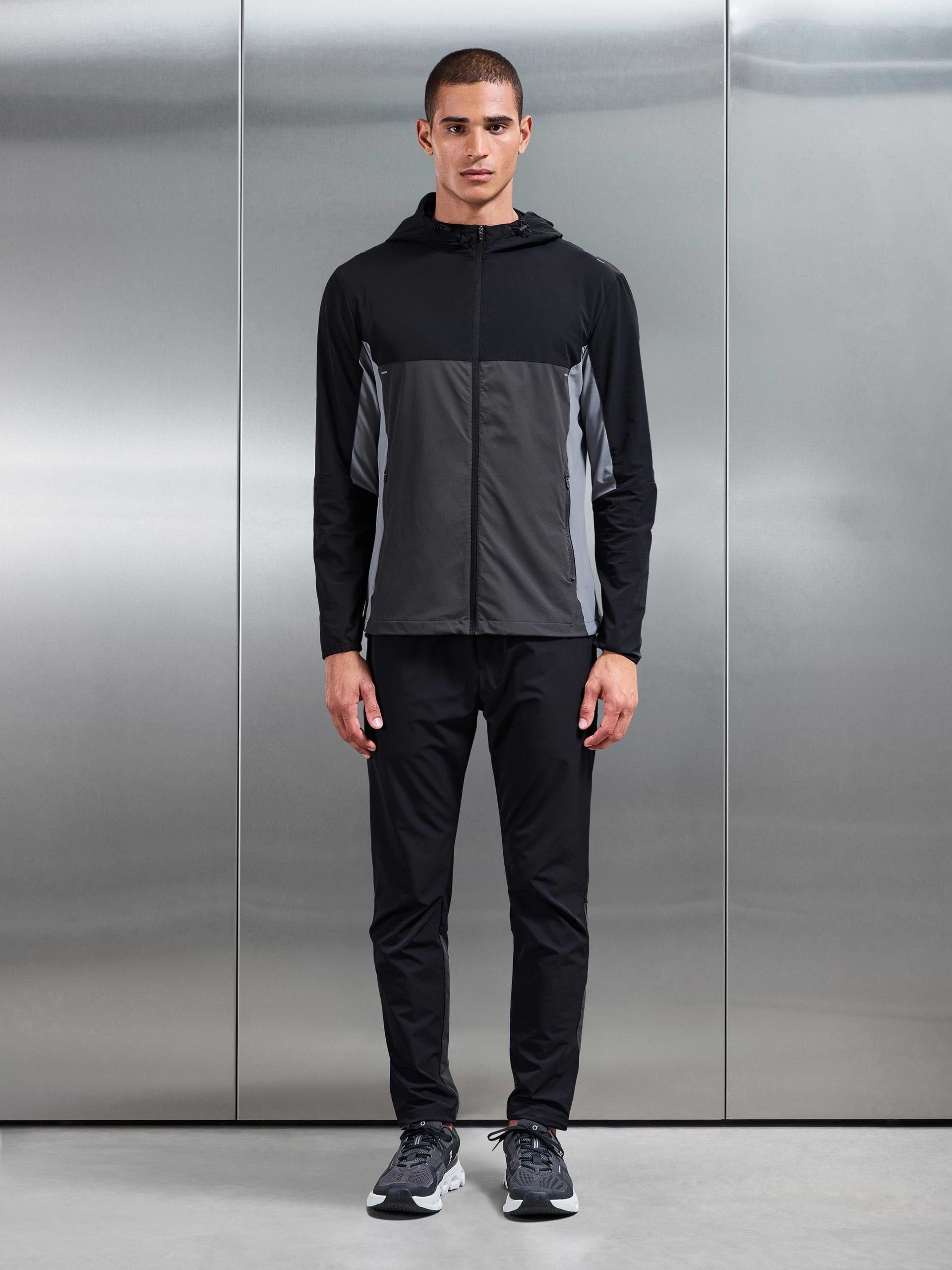 Mens Active Colour Block Windbreaker in Black