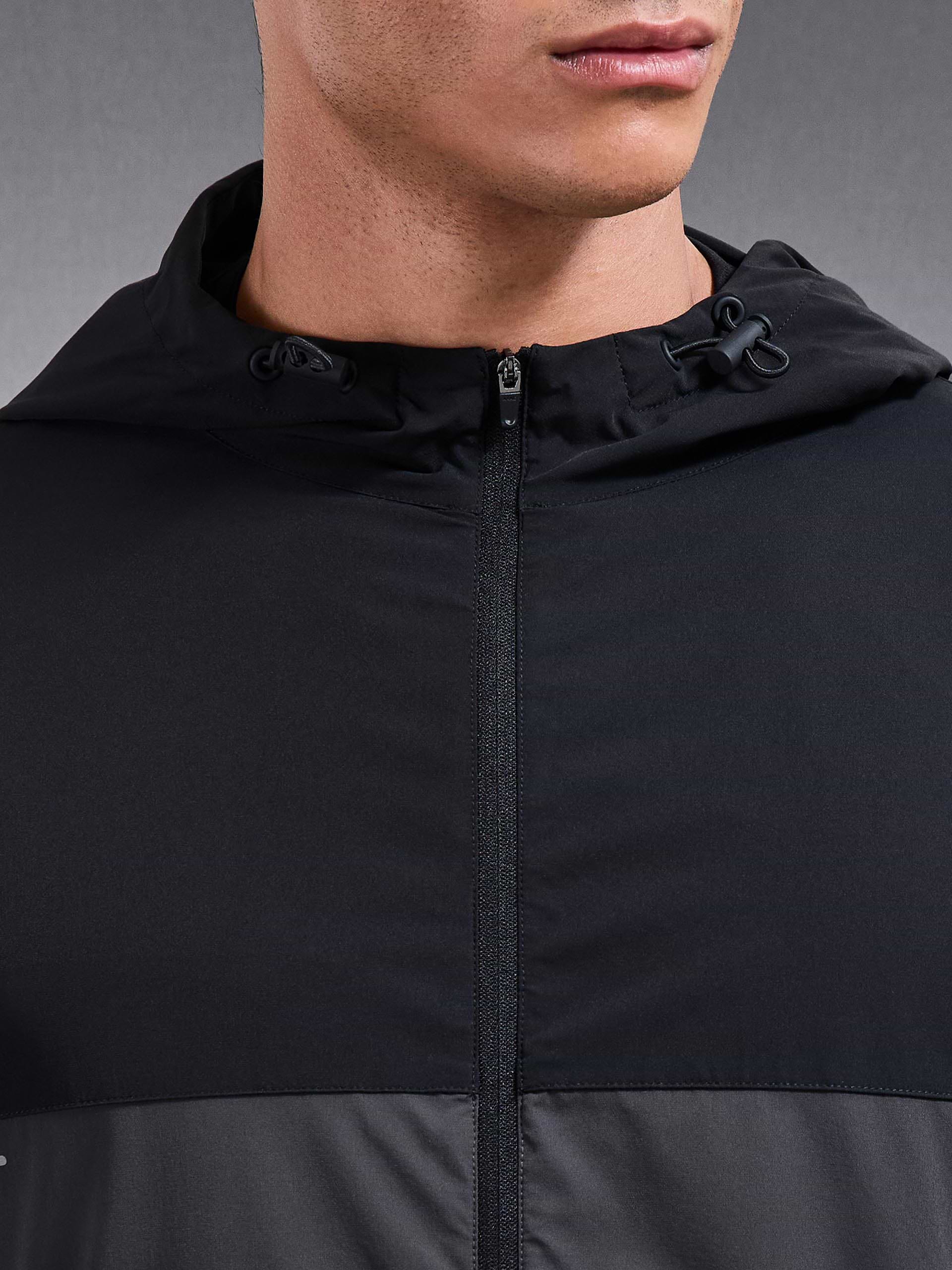 Active Colour Block Windbreaker in Black