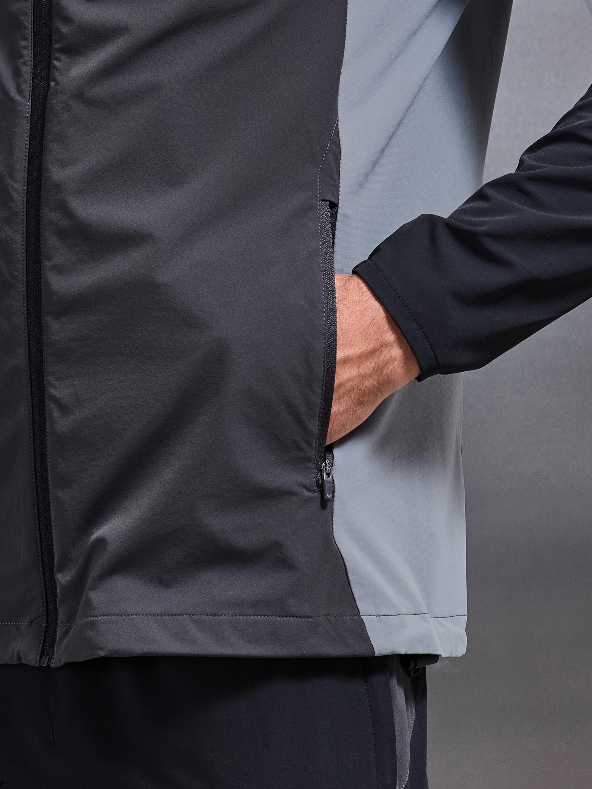 Mens Active Colour Block Windbreaker in Black