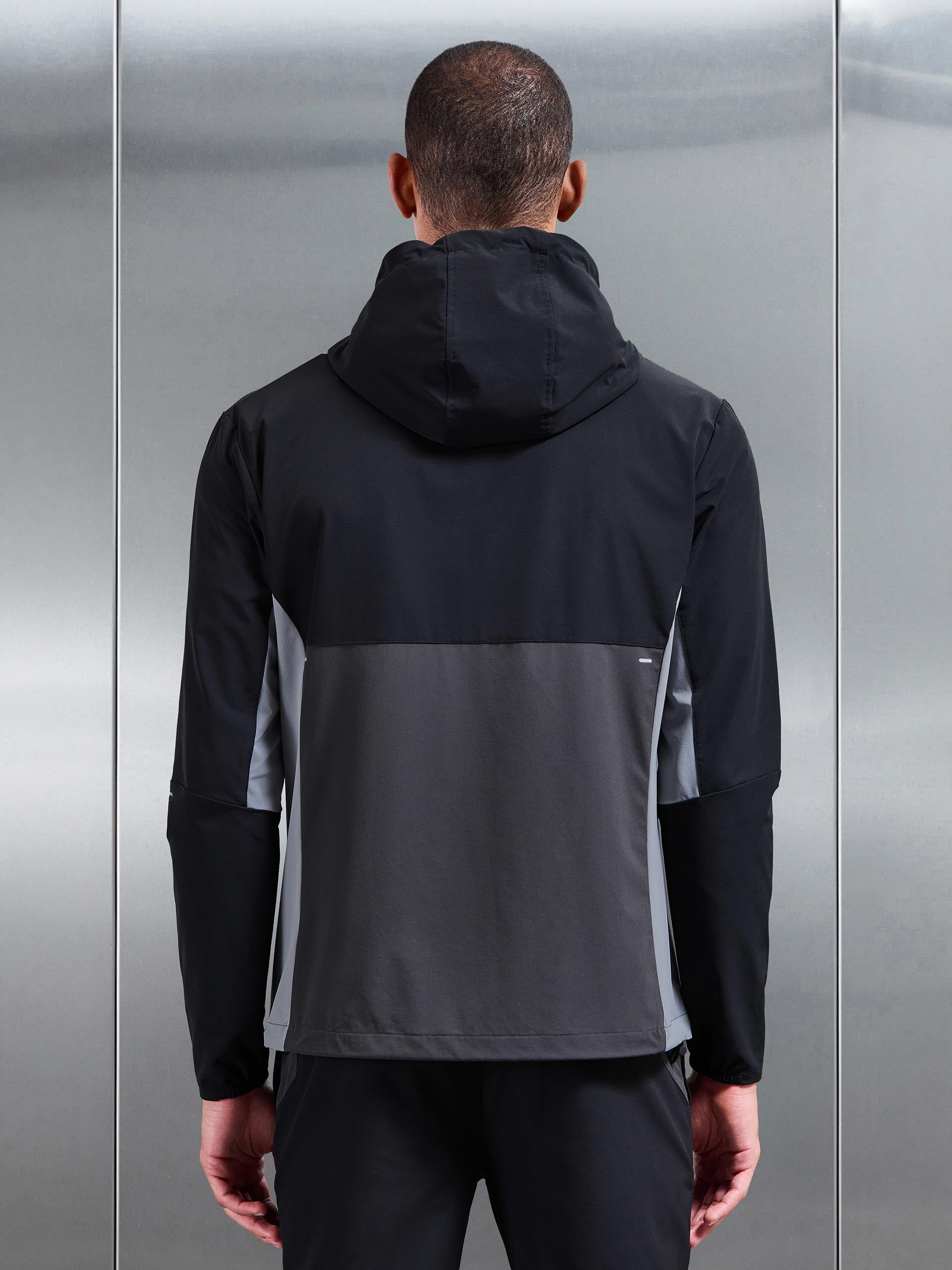 Mens Active Colour Block Windbreaker in Black