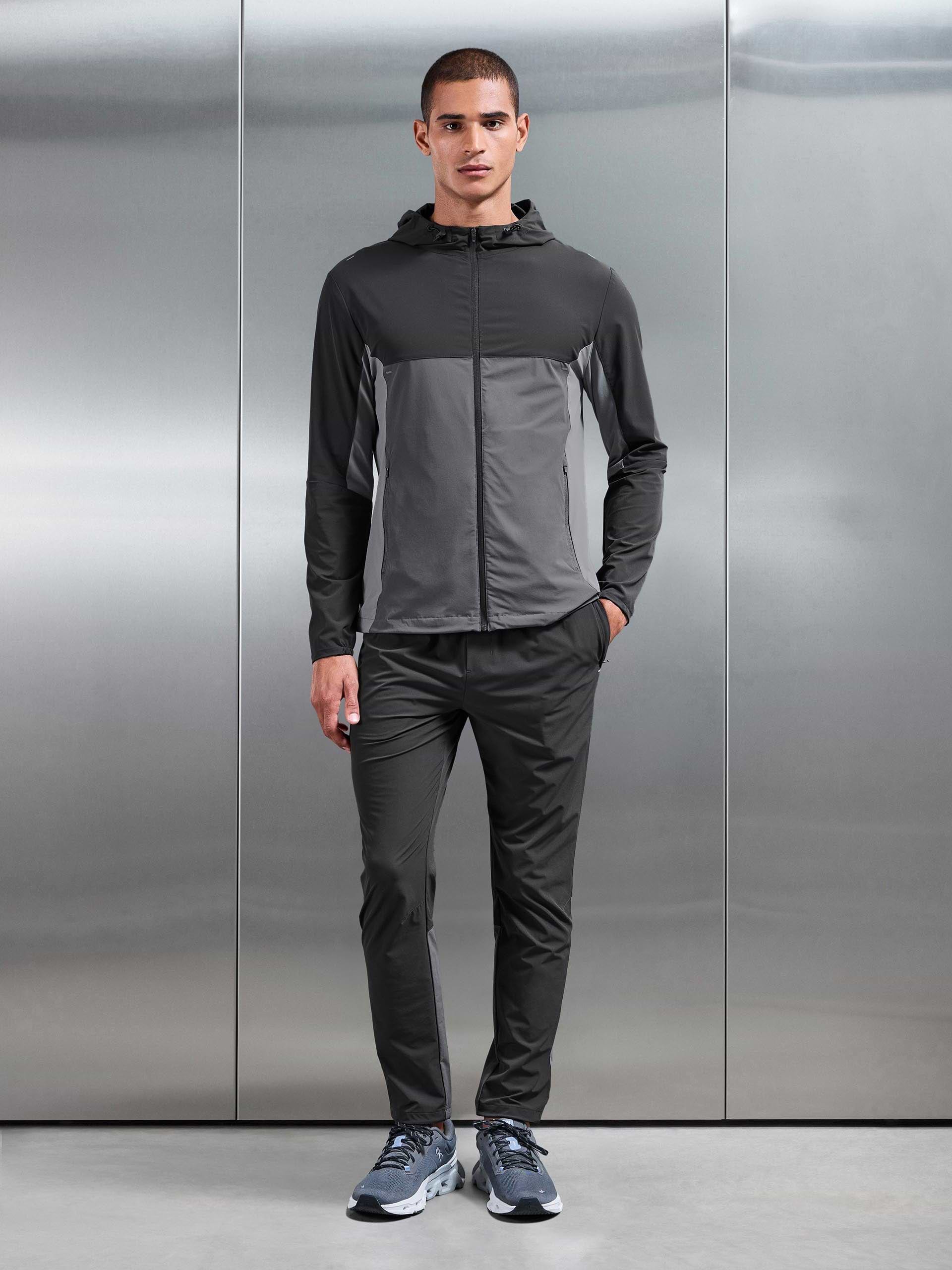 Mens Active Colour Block Windbreaker in Grey