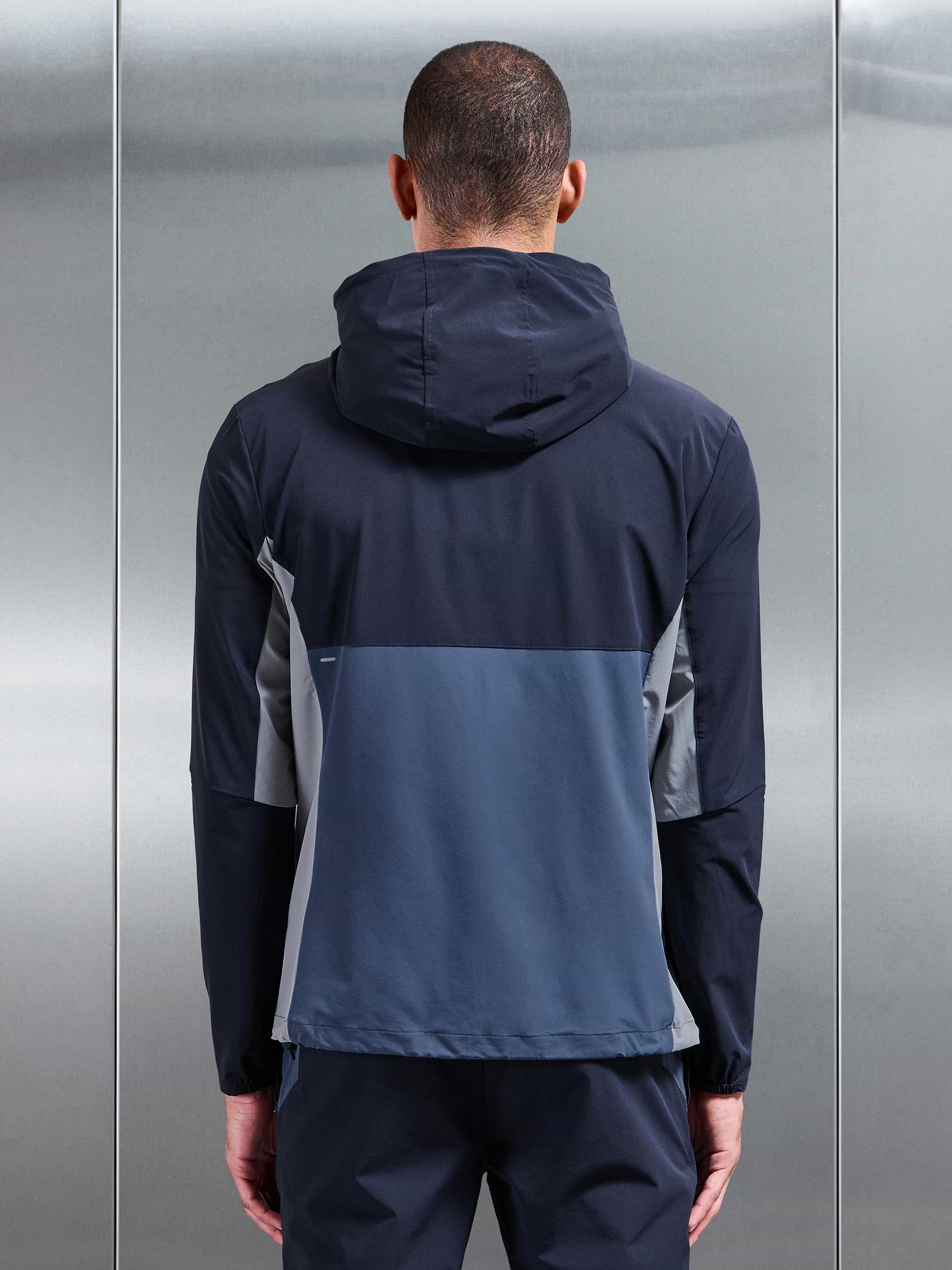 Active Colour Block Windbreaker in Navy Steel Blue