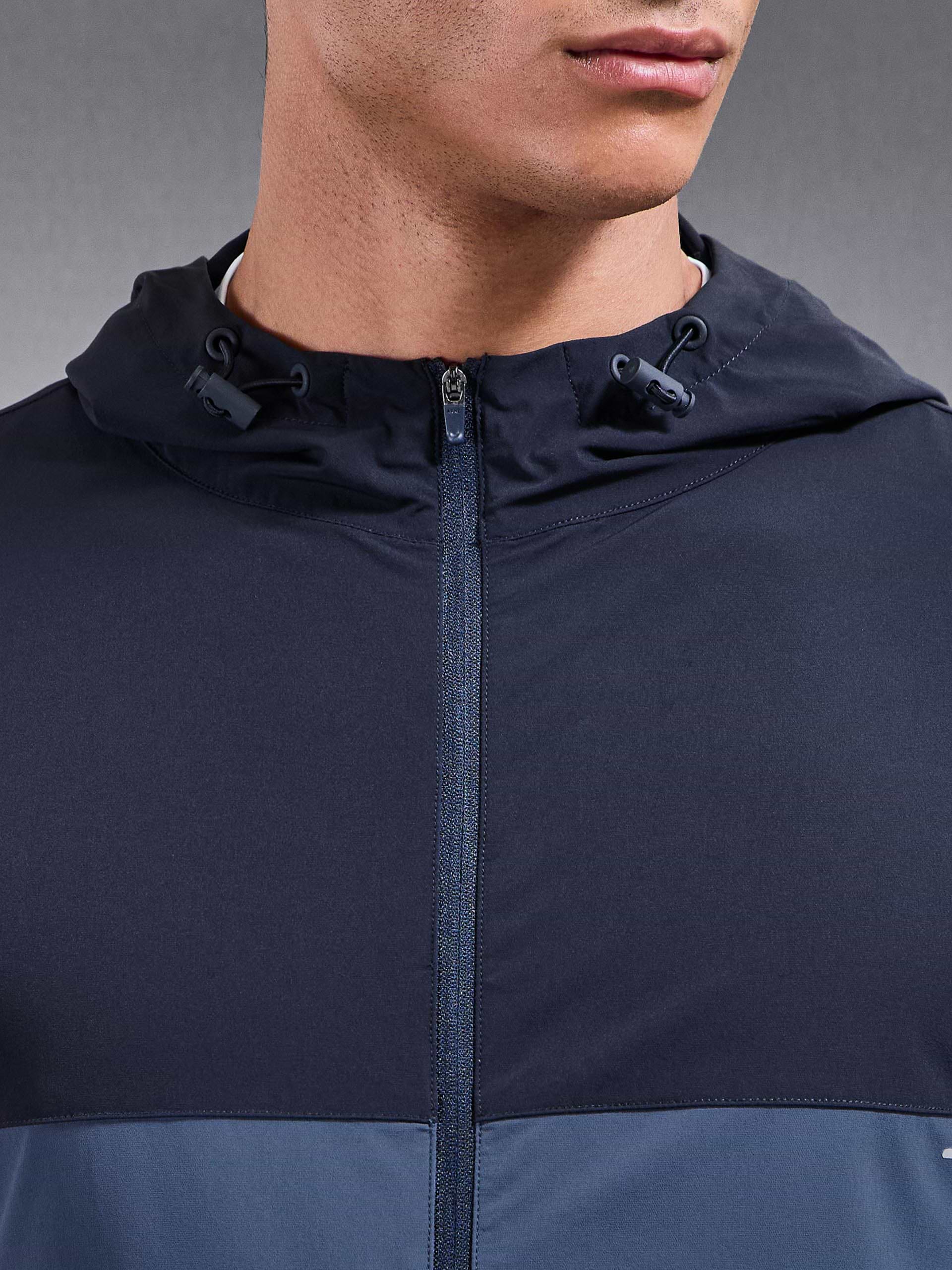 Active Colour Block Windbreaker in Navy Steel Blue