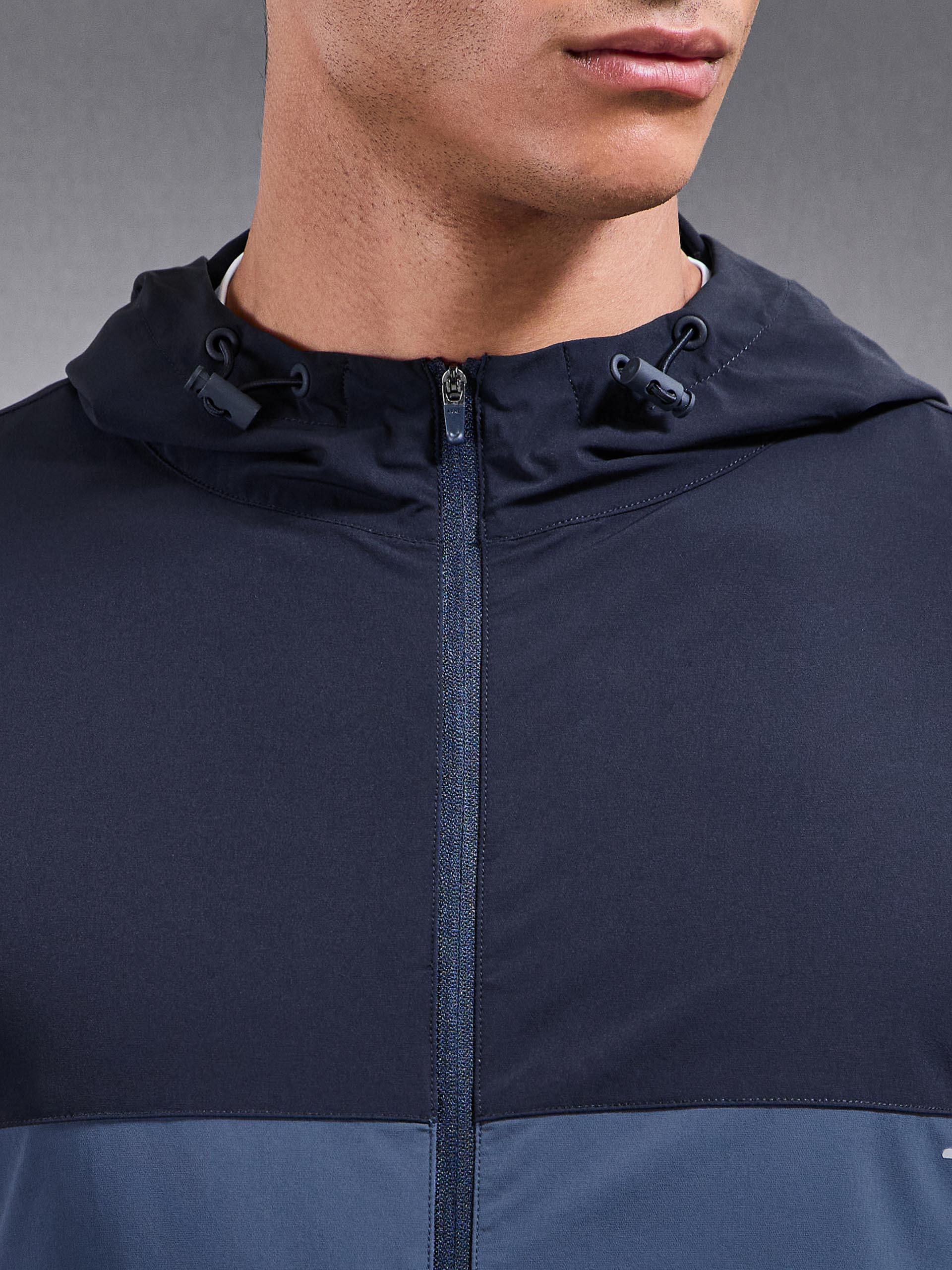 Mens Active Colour Block Windbreaker in Navy Steel Blue