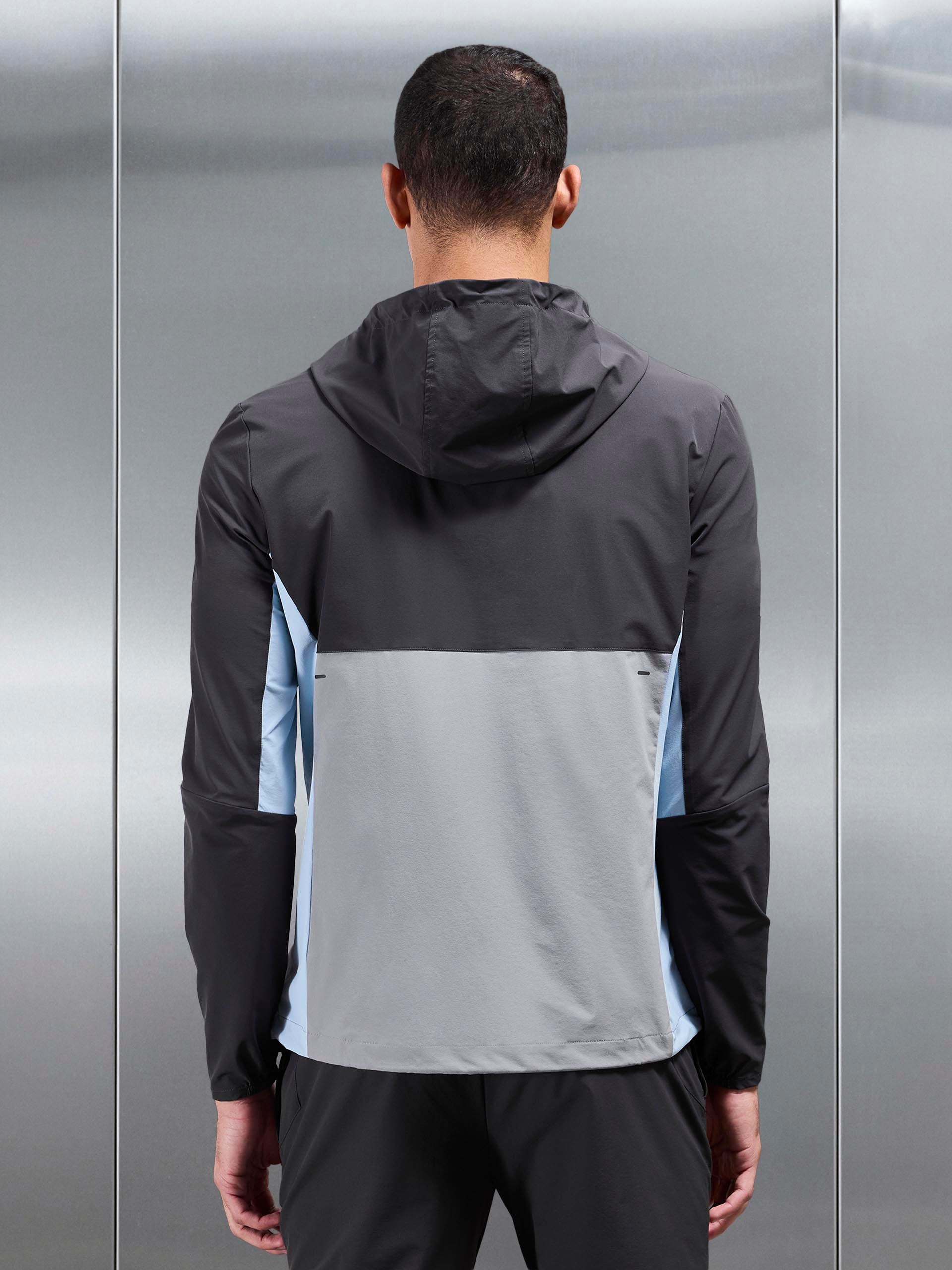 Mens Active Colour Block Windbreaker in Mid Grey