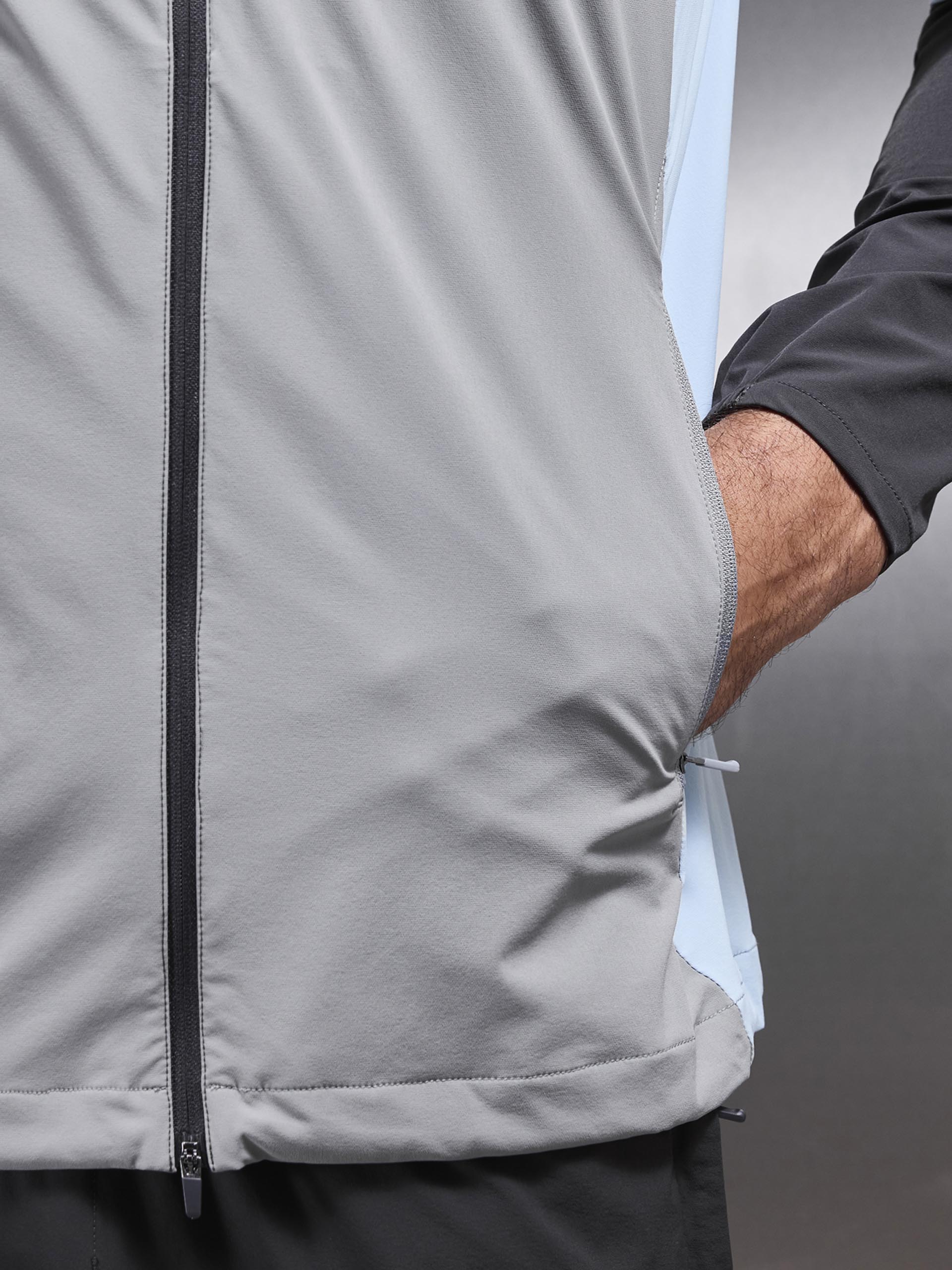 Mens Active Colour Block Windbreaker in Mid Grey