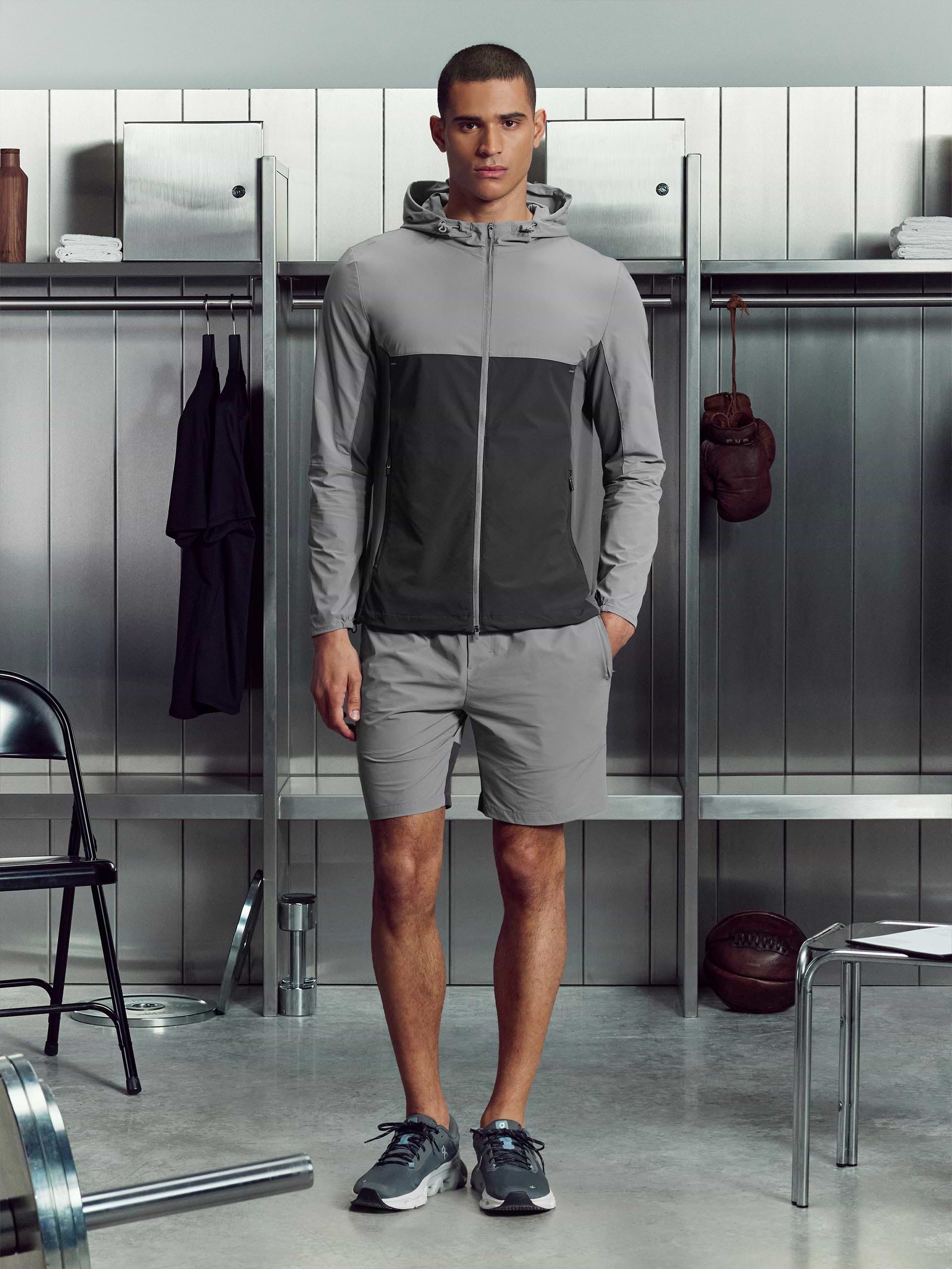Mens Active Colour Block Windbreaker in Mid Grey Grey