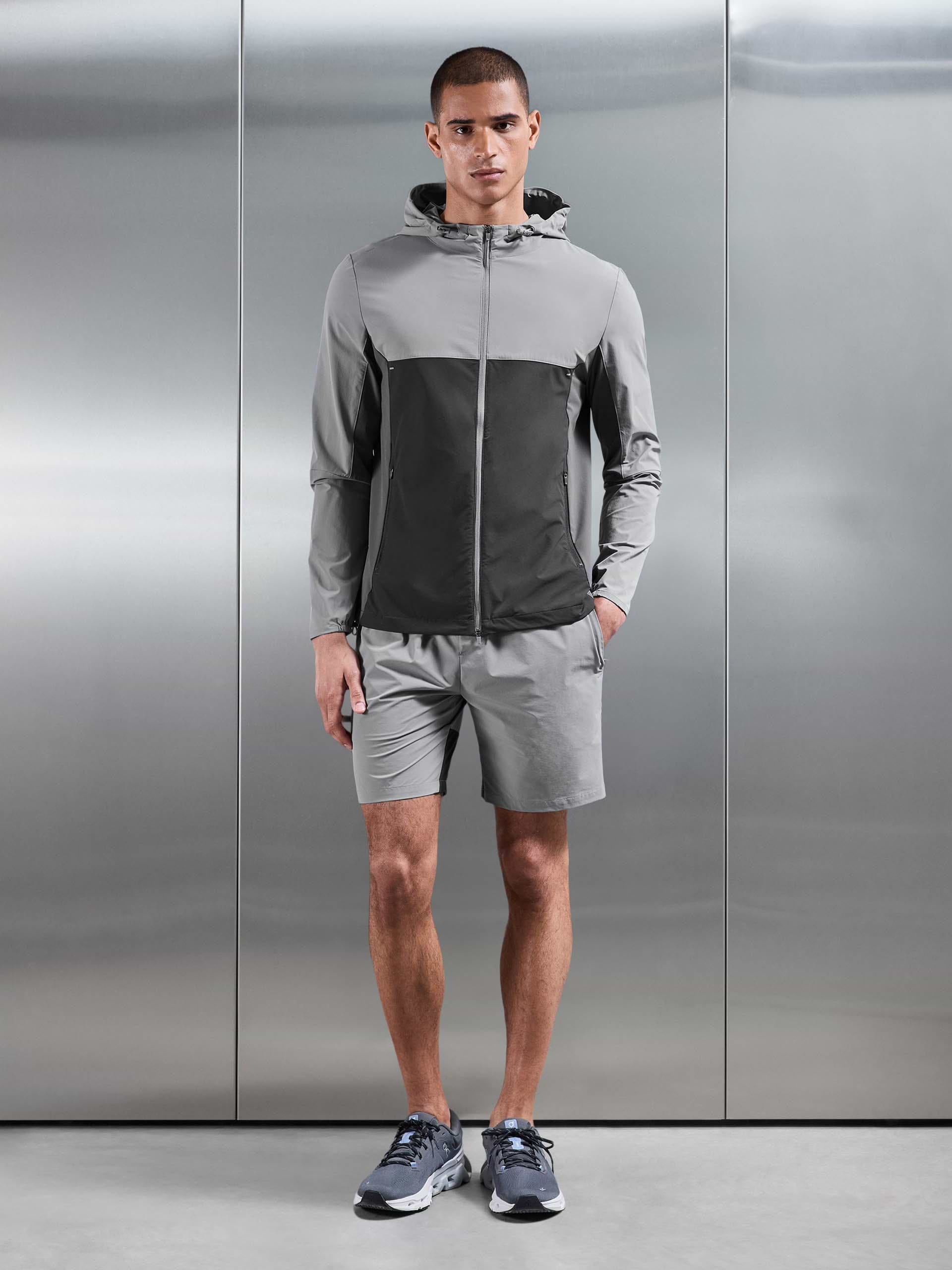 Mens Active Colour Block Windbreaker in Mid Grey Grey