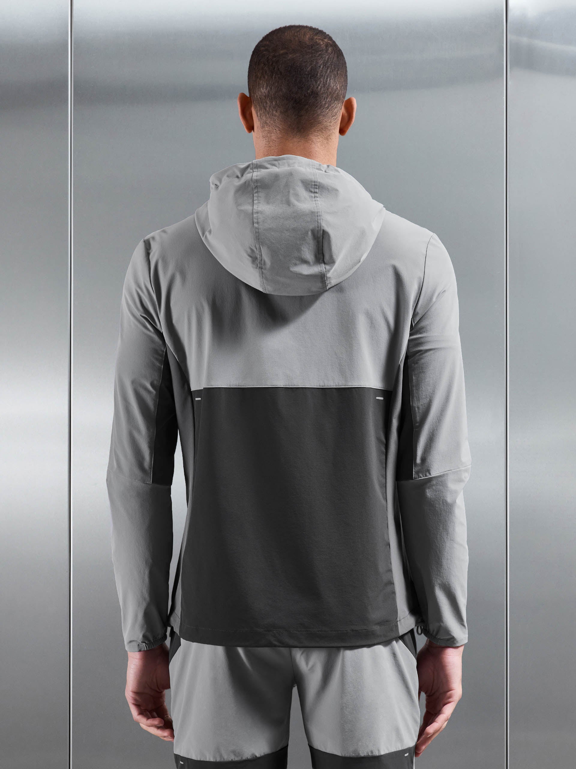 Mens Active Colour Block Windbreaker in Mid Grey Grey