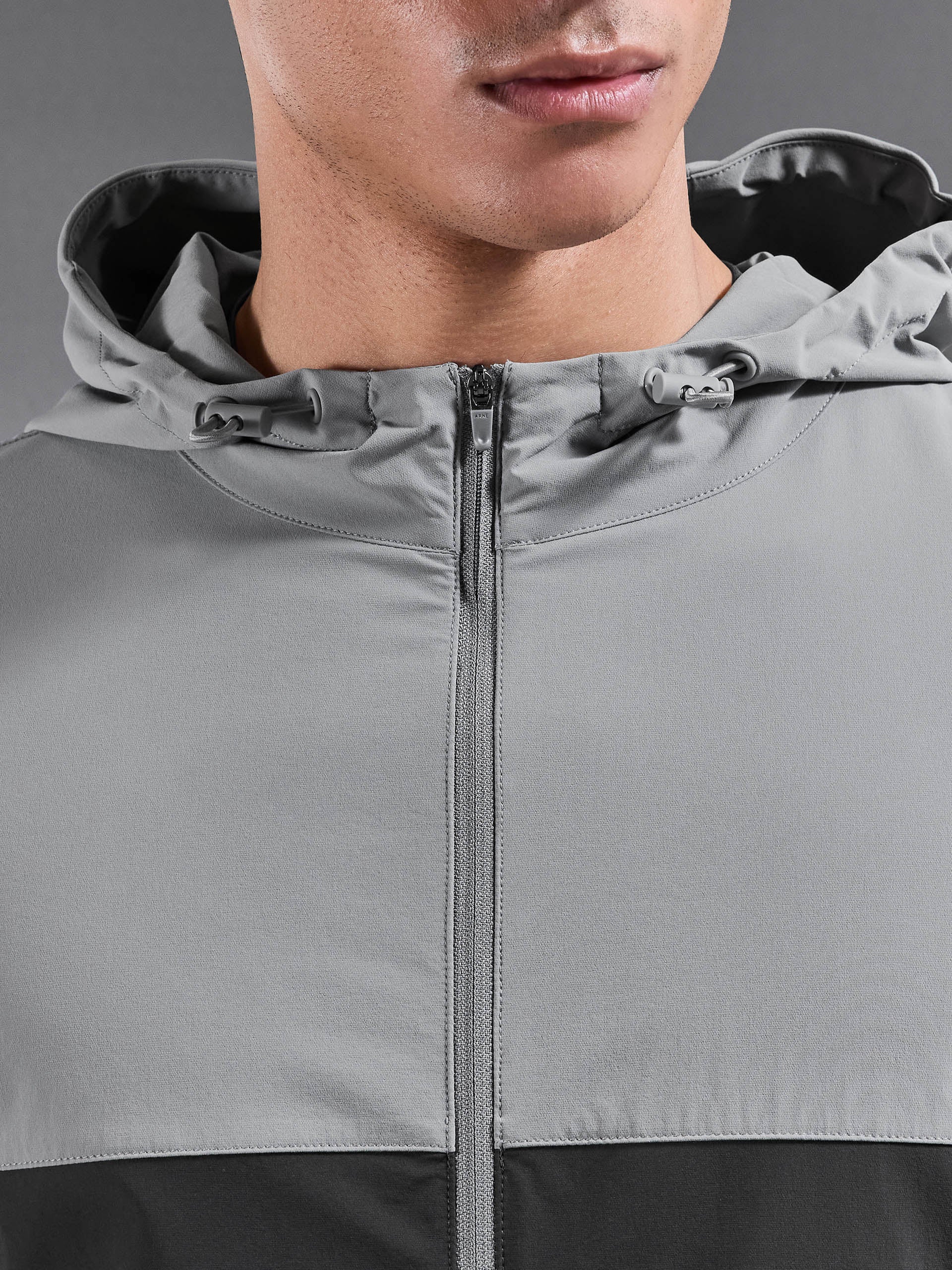 Mens Active Colour Block Windbreaker in Mid Grey Grey