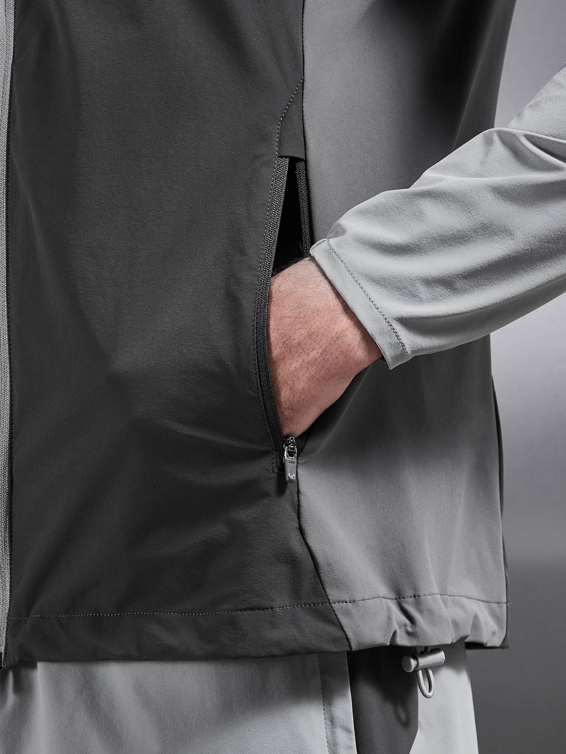 Mens Active Colour Block Windbreaker in Mid Grey Grey