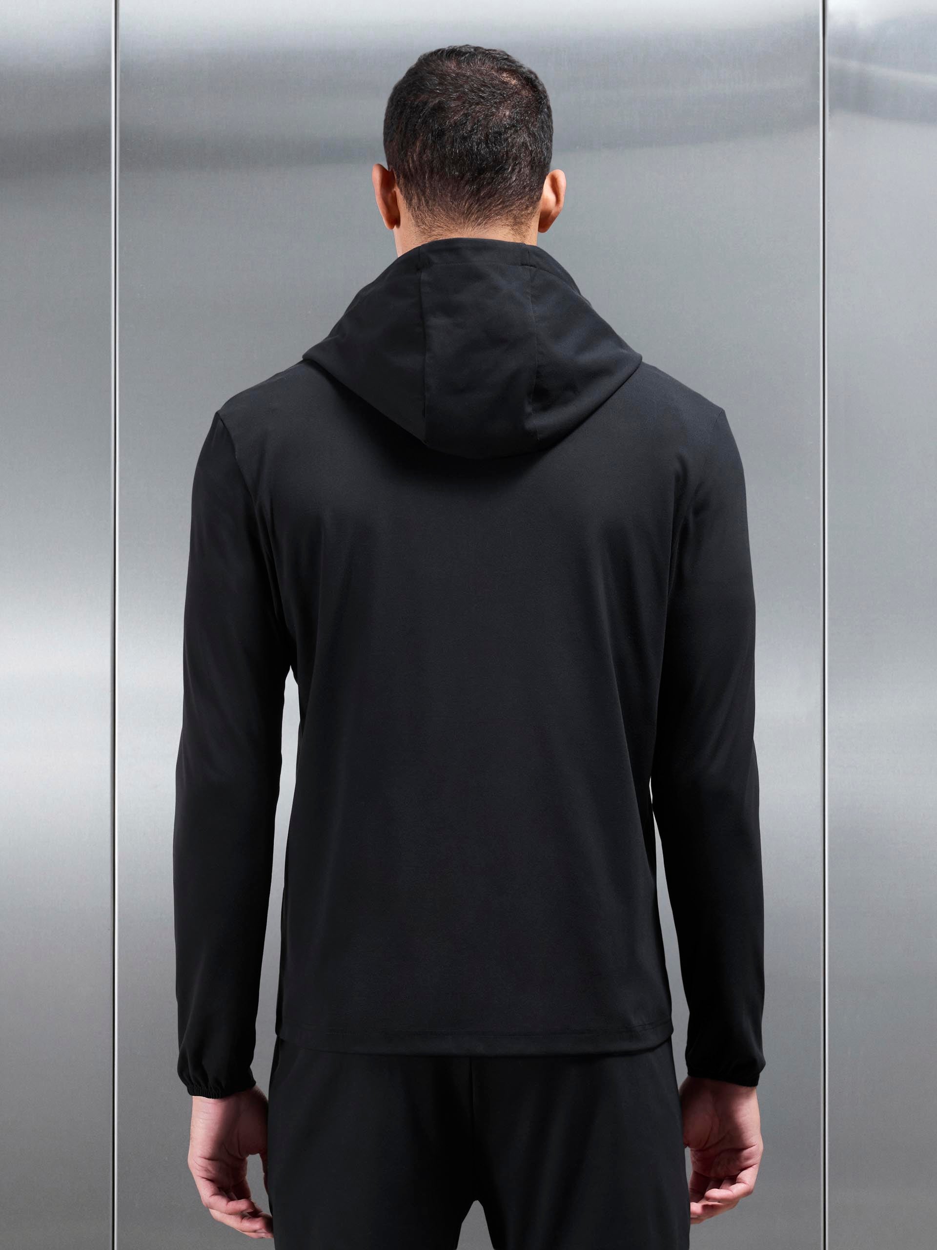 Mens Active Jersey Zip Hoodie in Black