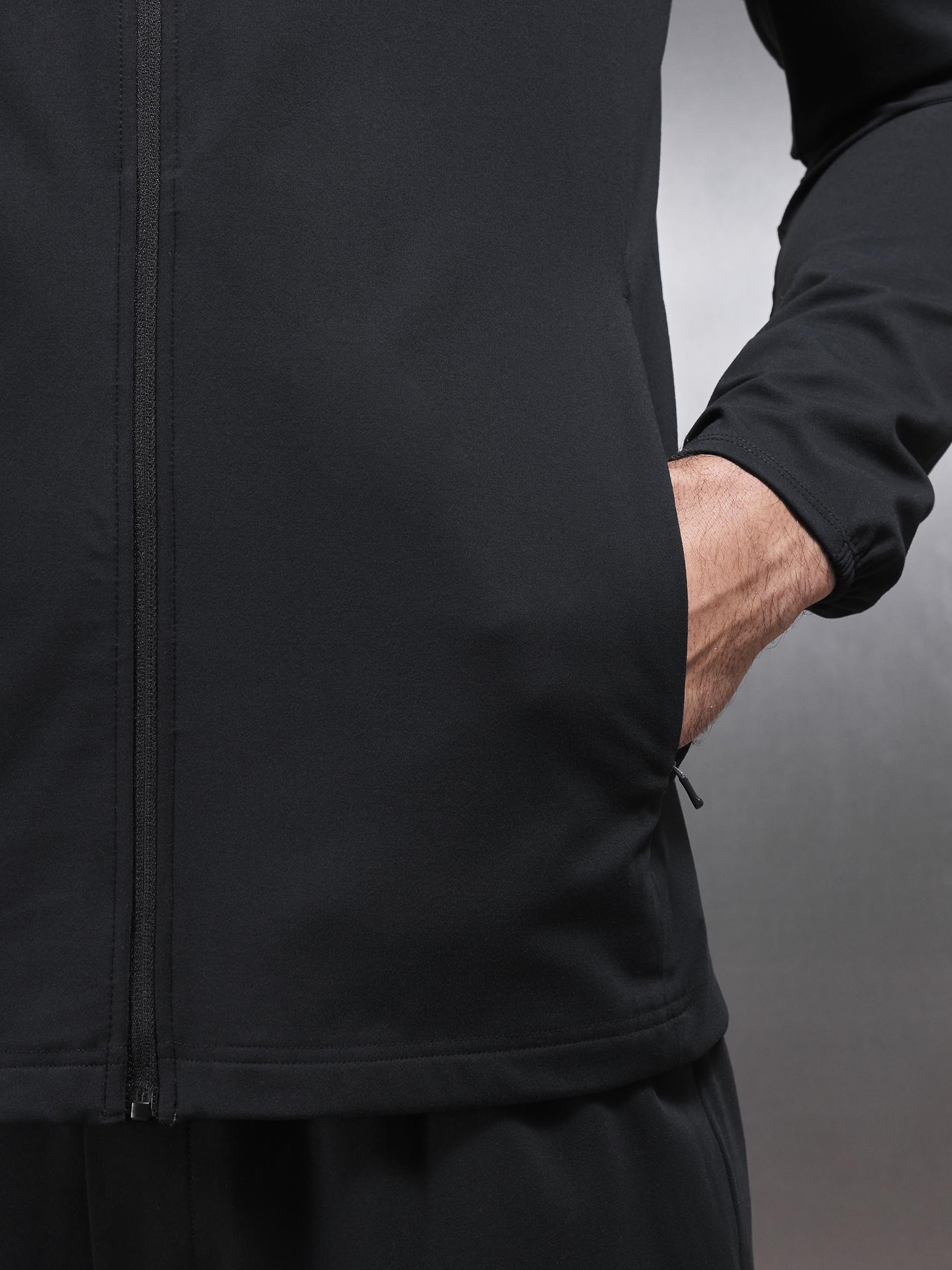 Mens Active Jersey Zip Hoodie in Black