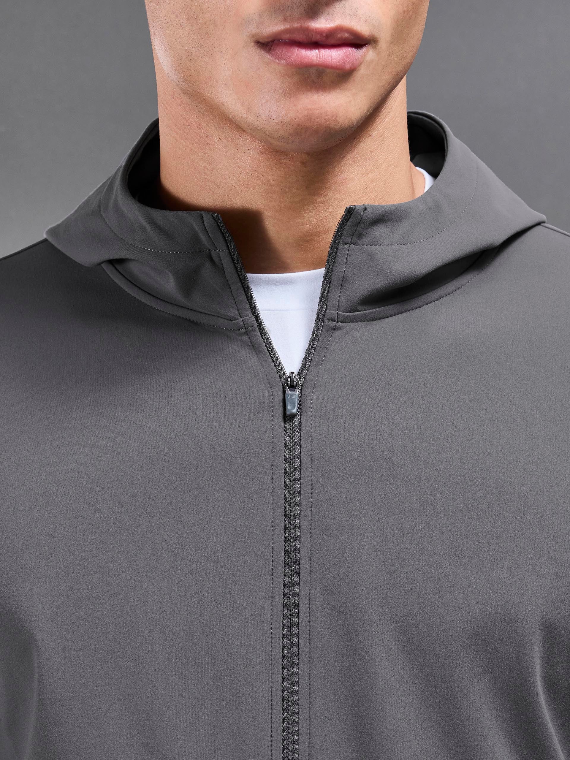 Mens Active Jersey Zip Hoodie in Grey
