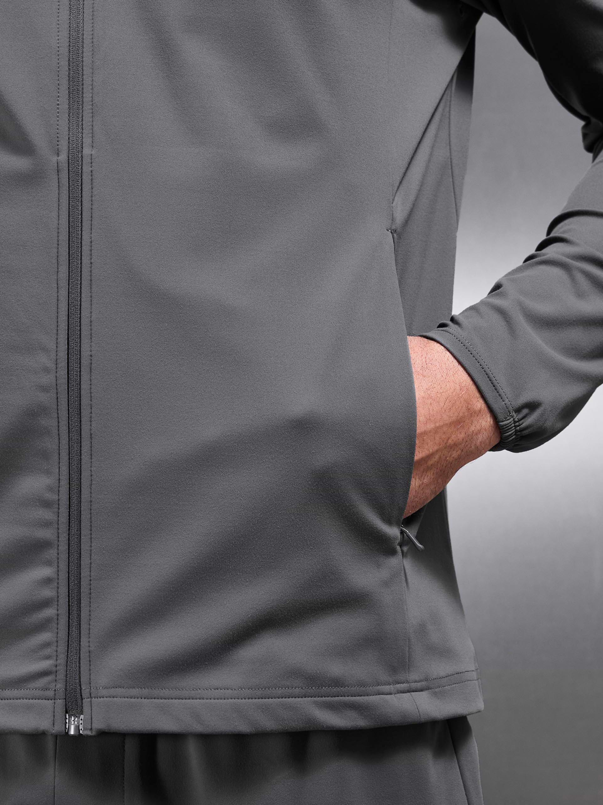 Active Jersey Zip Hoodie in Grey