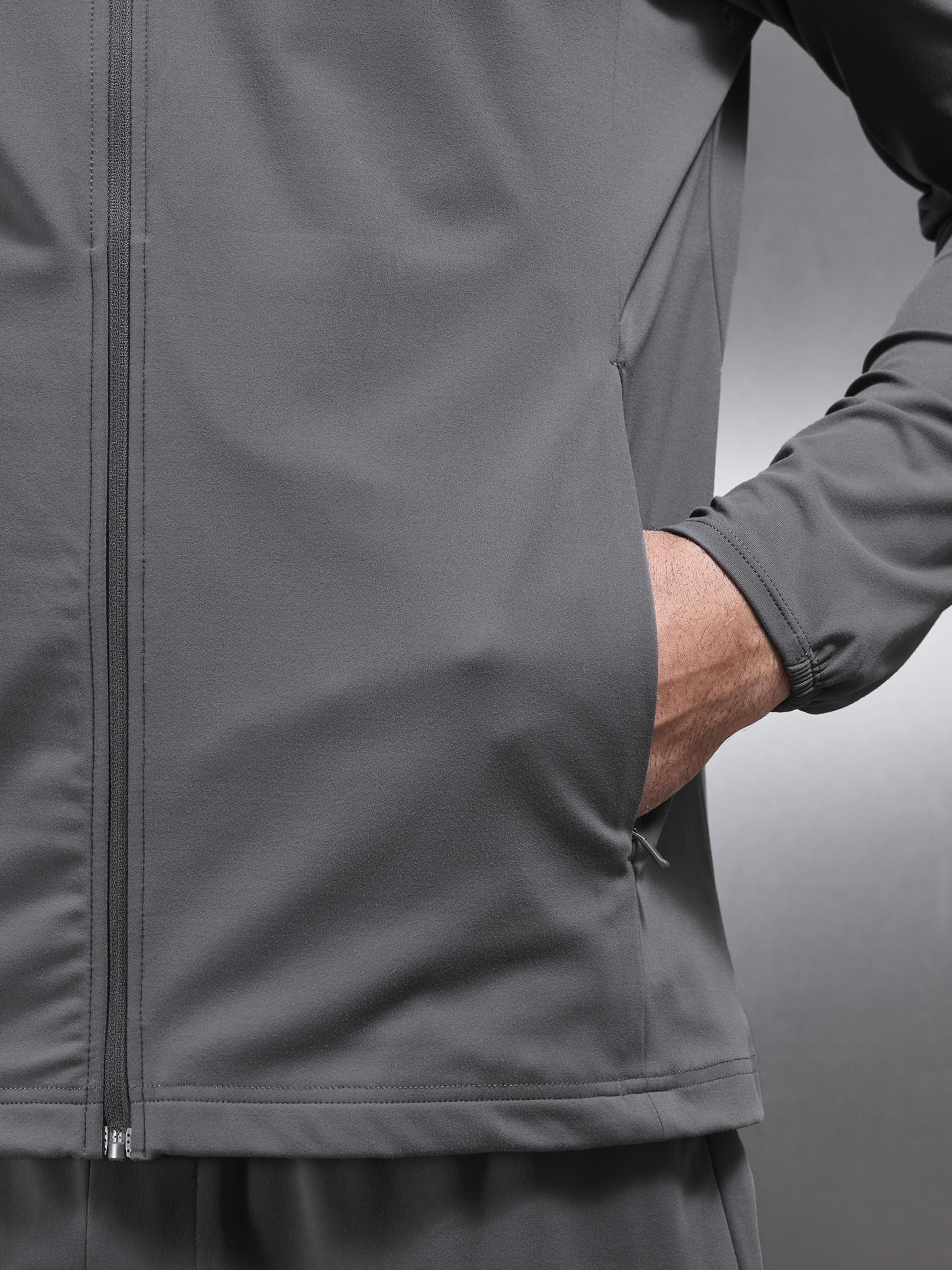 Mens Active Jersey Zip Hoodie in Grey