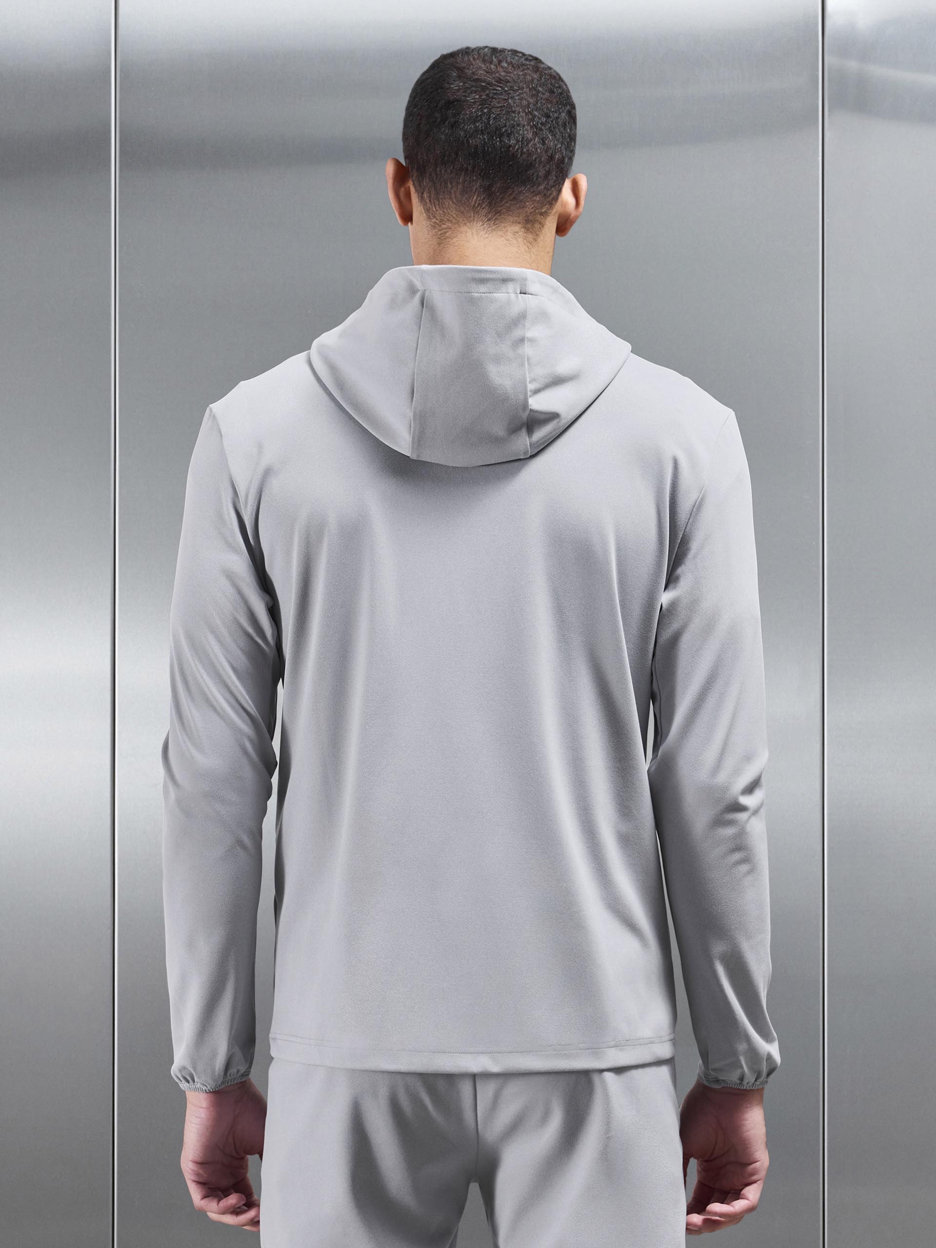 Mens Active Jersey Zip Hoodie in Marl Grey