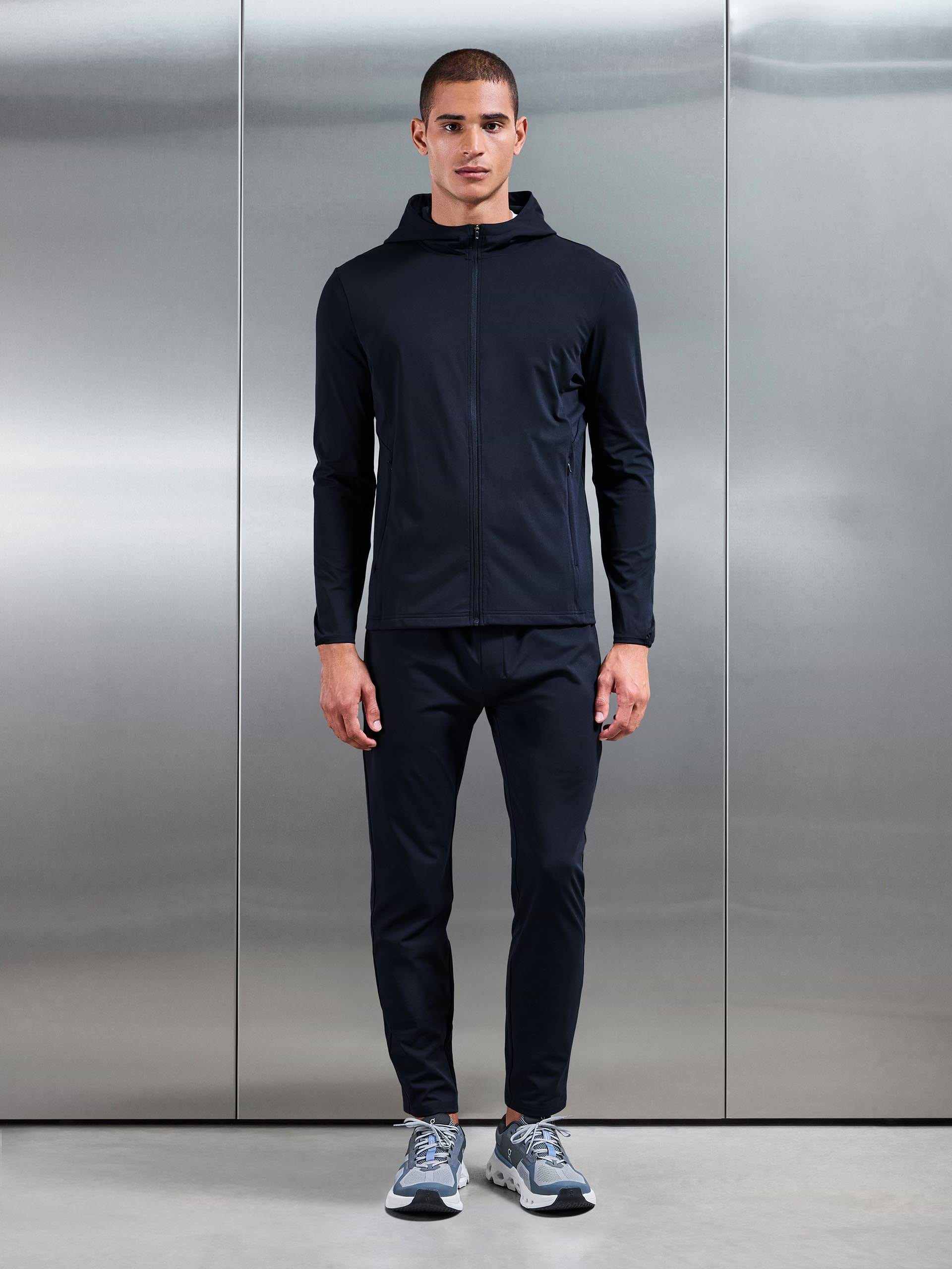 Mens Active Jersey Zip Hoodie in Navy