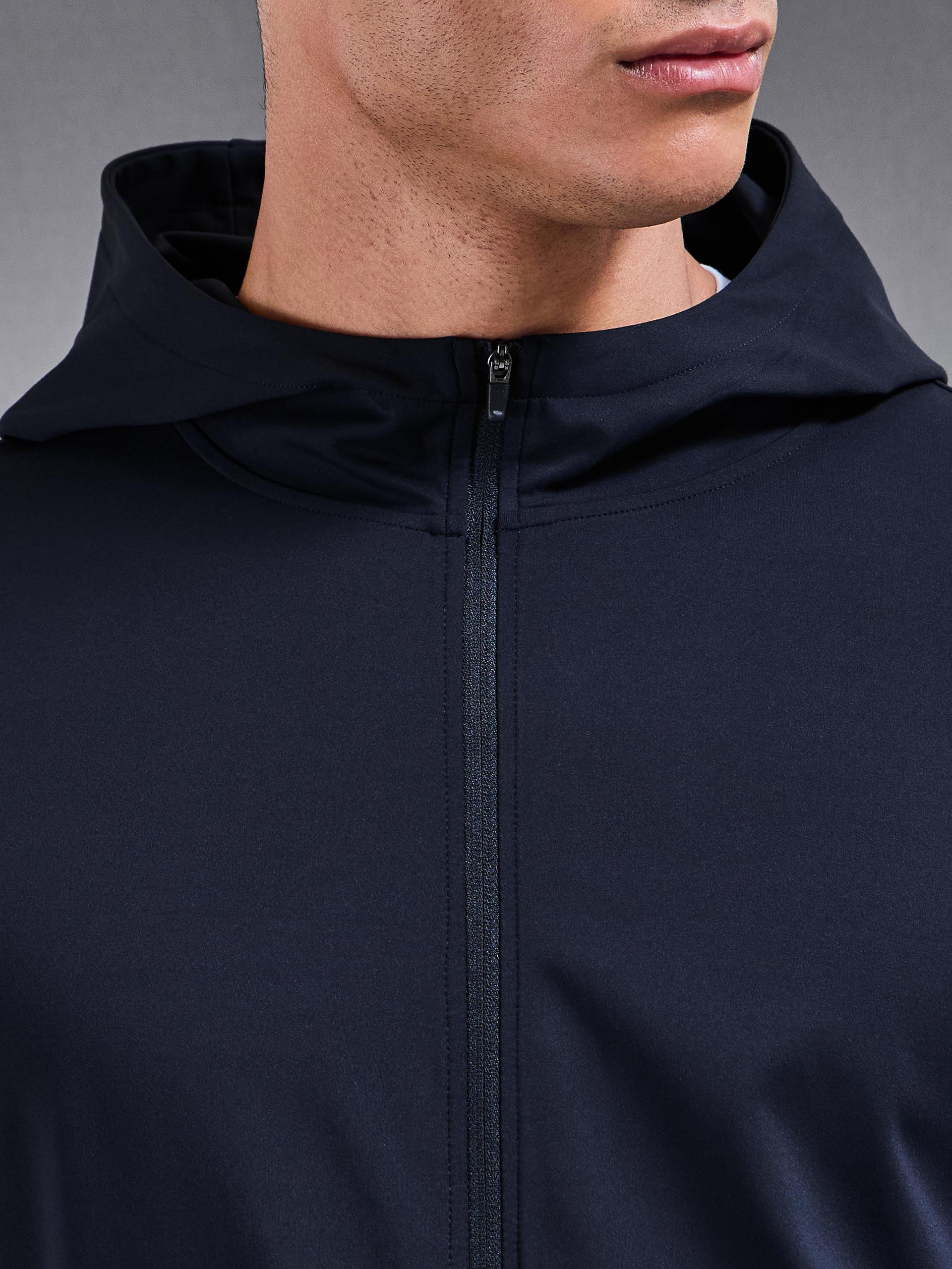 Mens Active Jersey Zip Hoodie in Navy