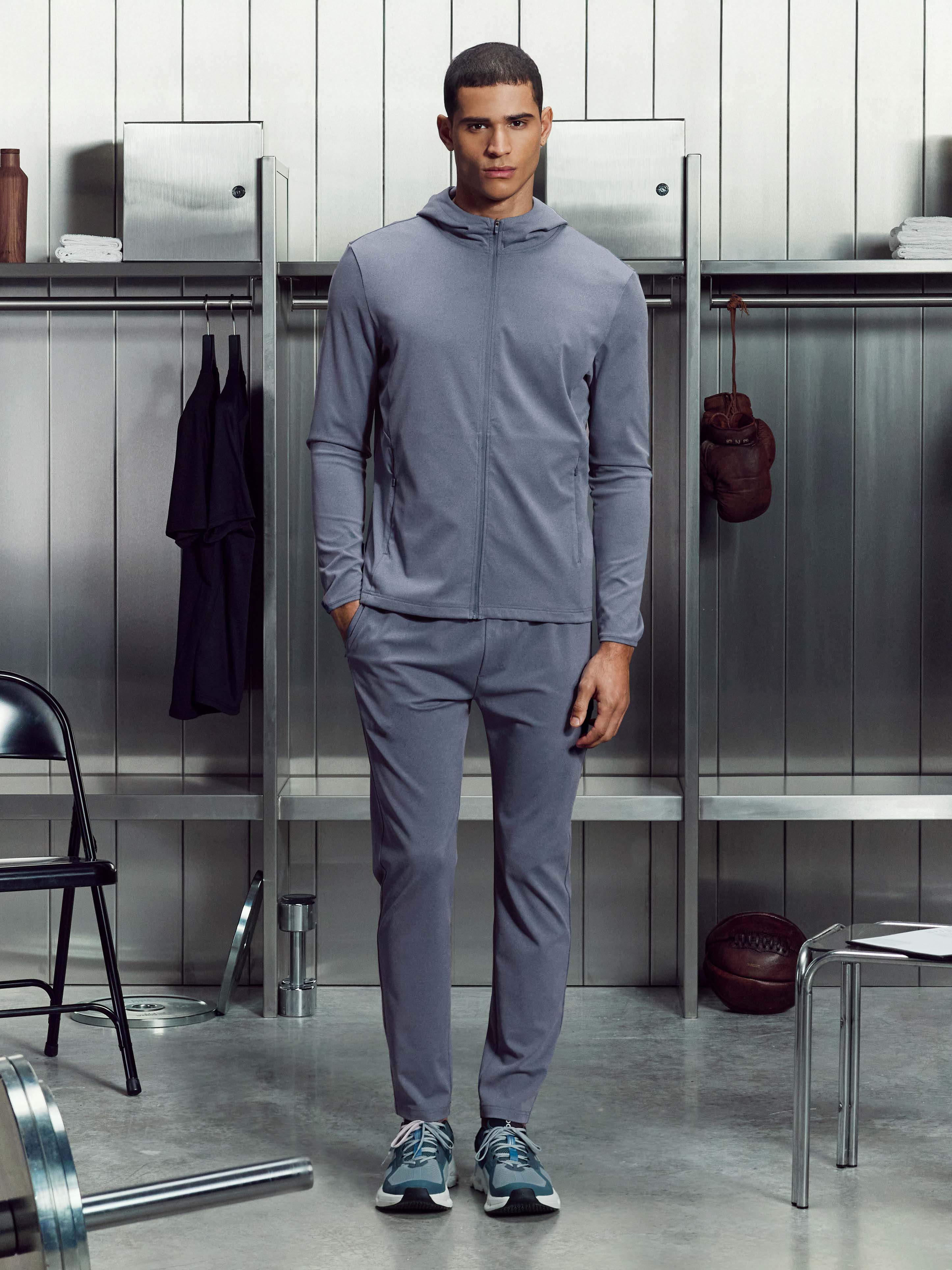 Mens Active Jersey Zip Hoodie in Navy Marl