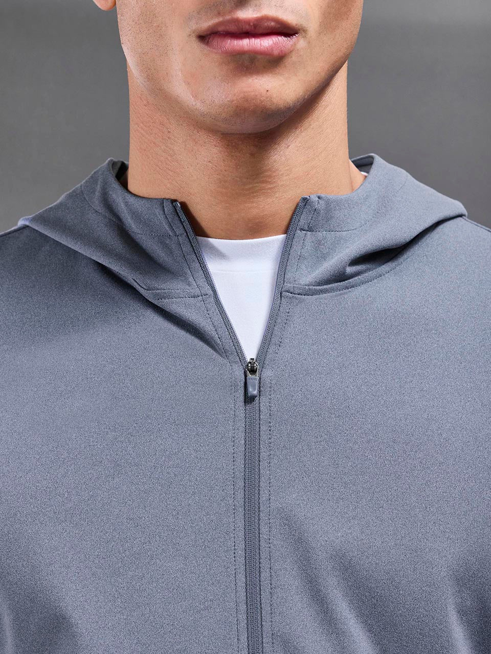 Mens Active Jersey Zip Hoodie in Navy Marl