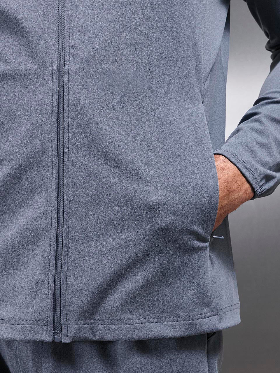 Mens Active Jersey Zip Hoodie in Navy Marl