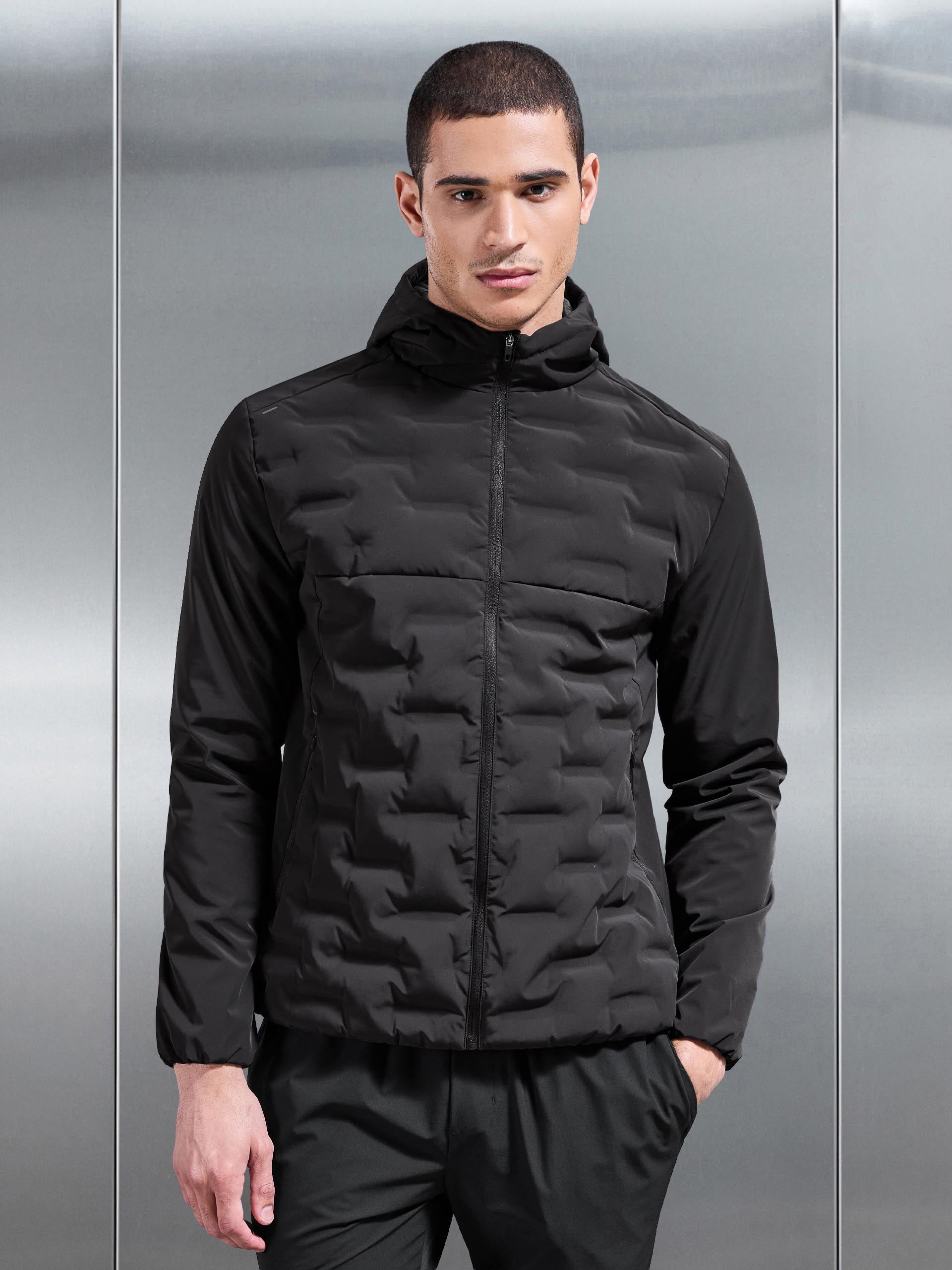 Mens Active Quilted Windbreaker in Black