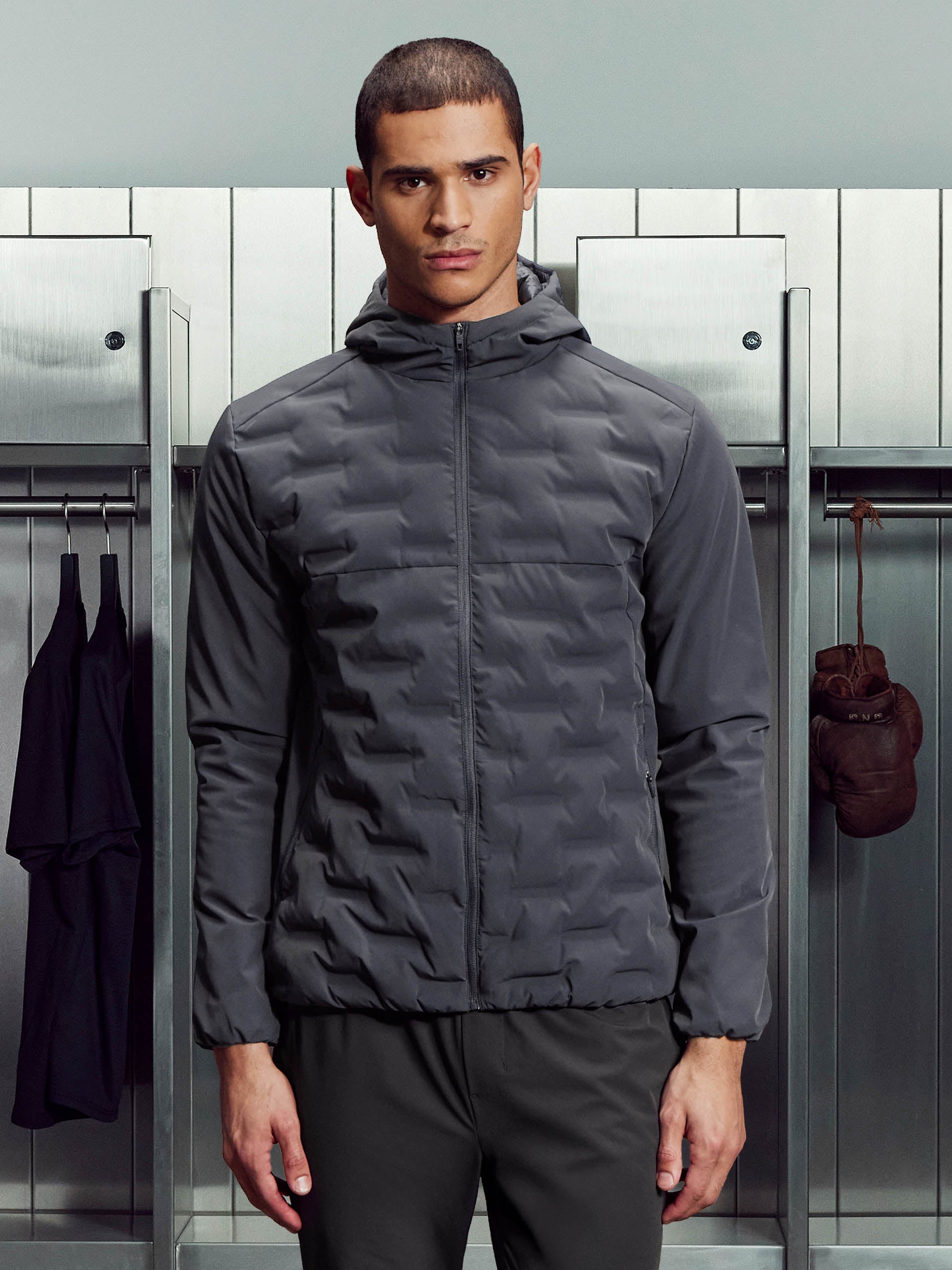 Mens Active Quilted Windbreaker in Grey