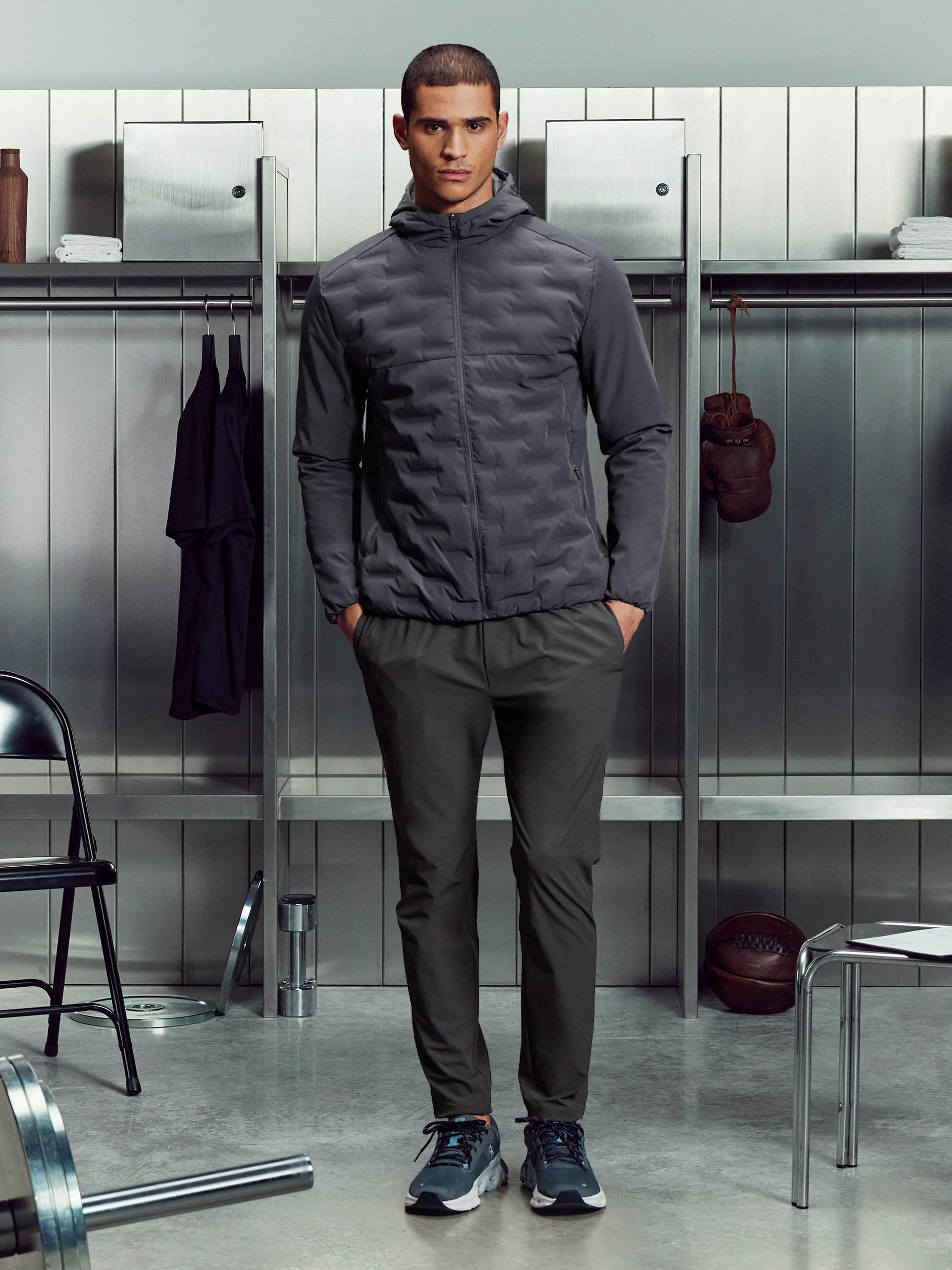 Mens Active Quilted Windbreaker in Grey