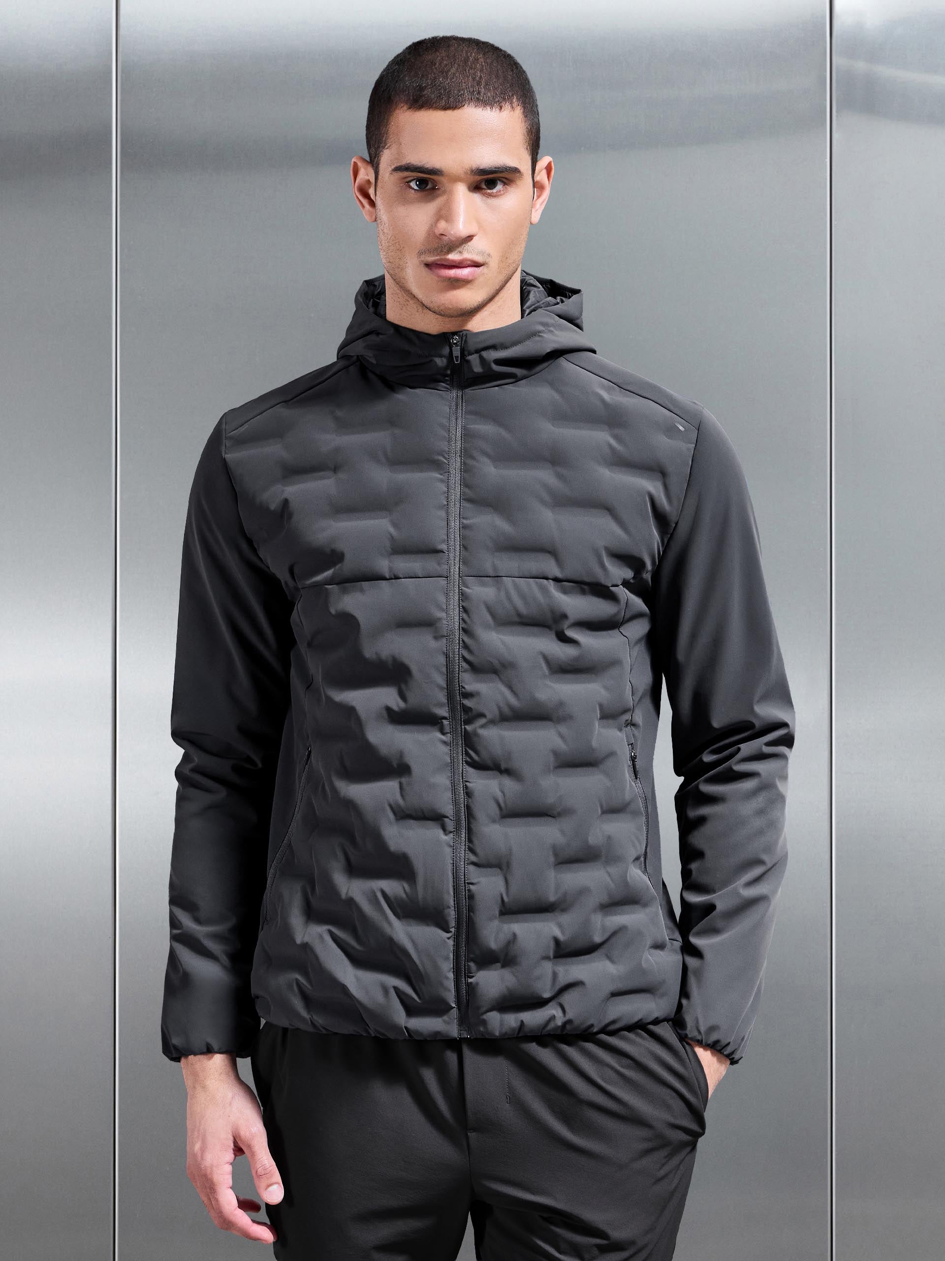 Mens Active Quilted Windbreaker in Grey