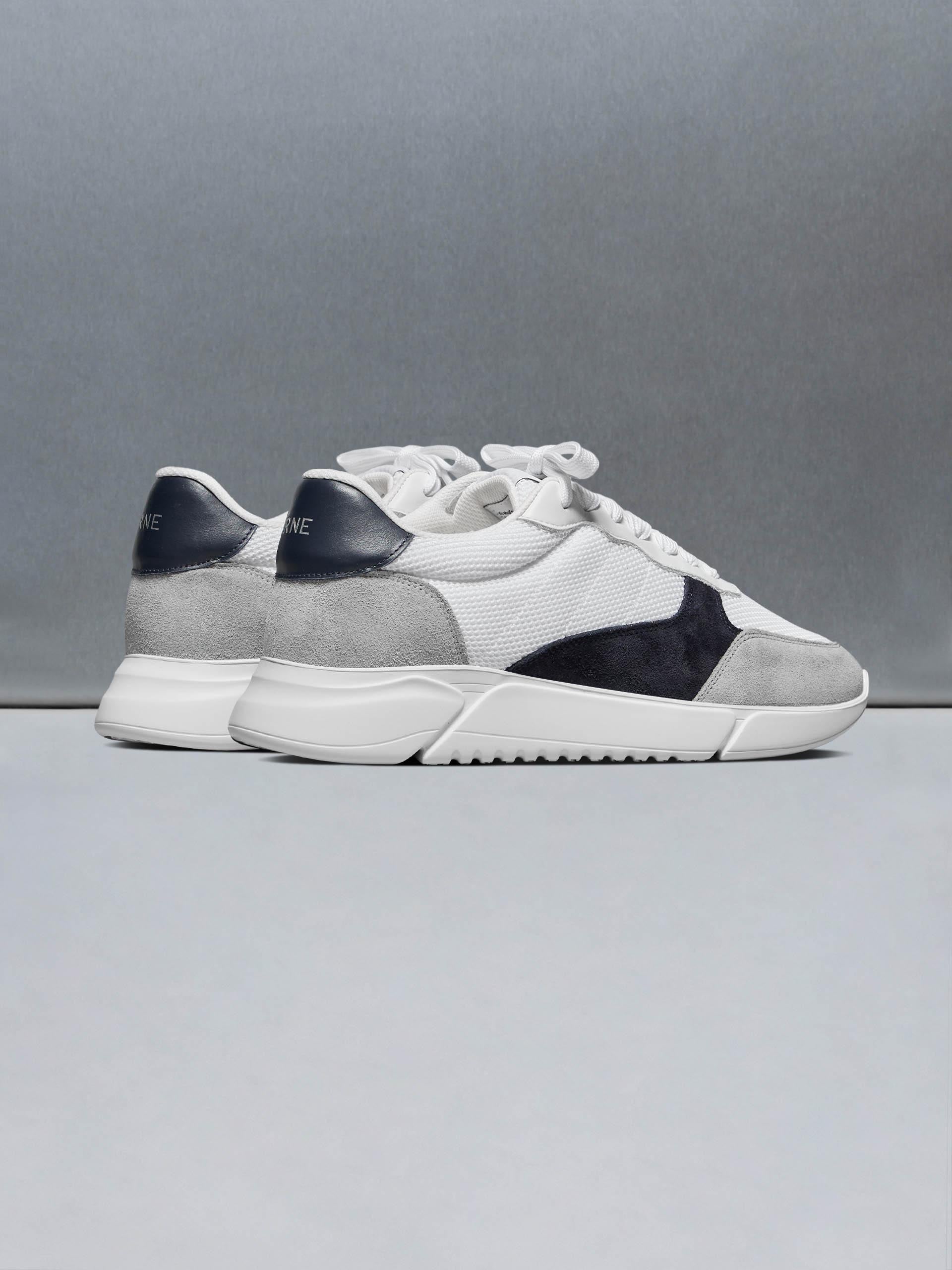 Mens Active Runner in White Navy