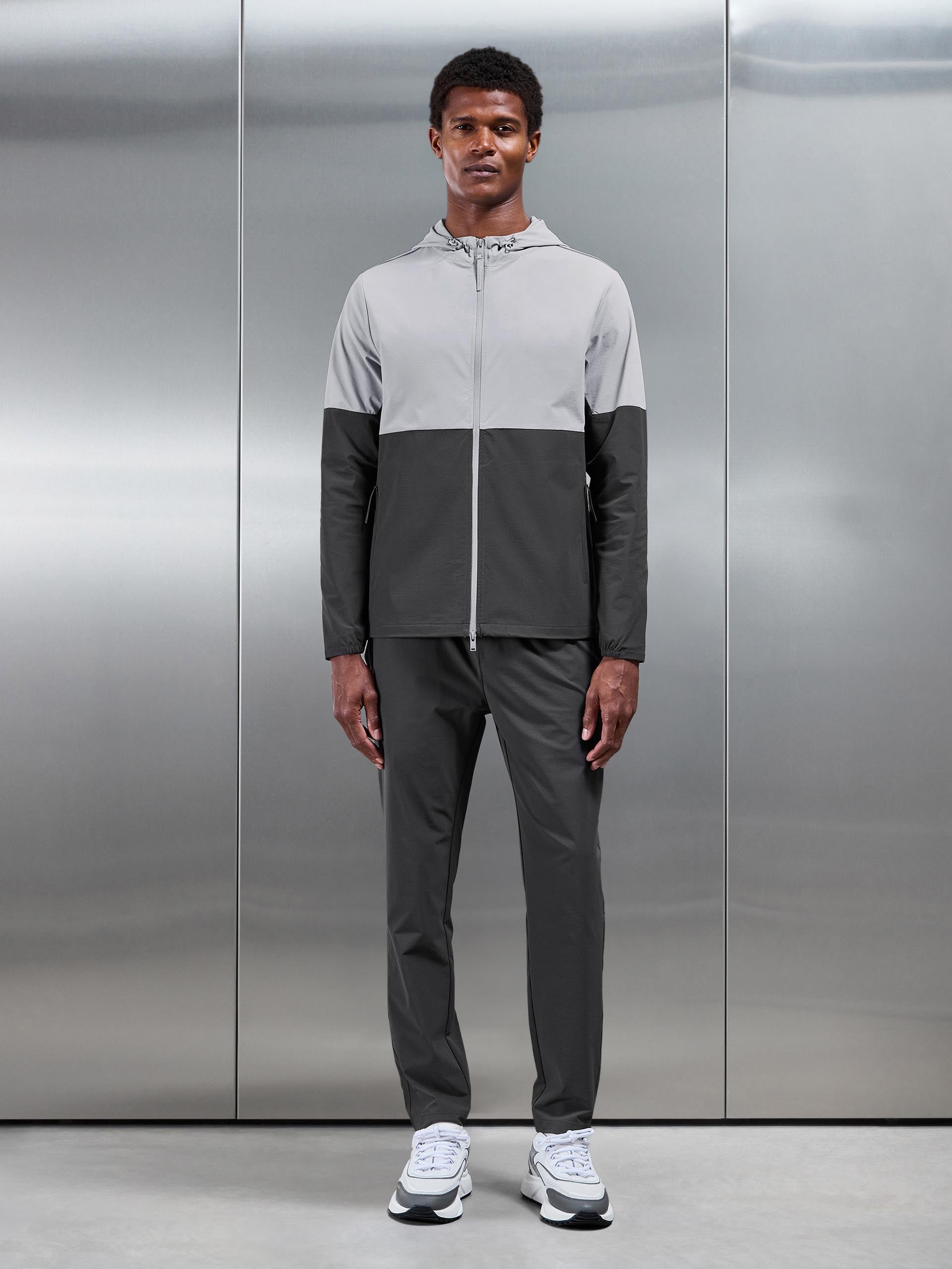 Mens Active Technical Colour Block Windbreaker in Grey Mid Grey